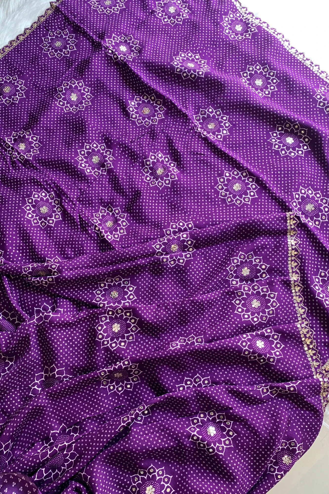 Purple Bandhej Russian Silk Saree 5755 01