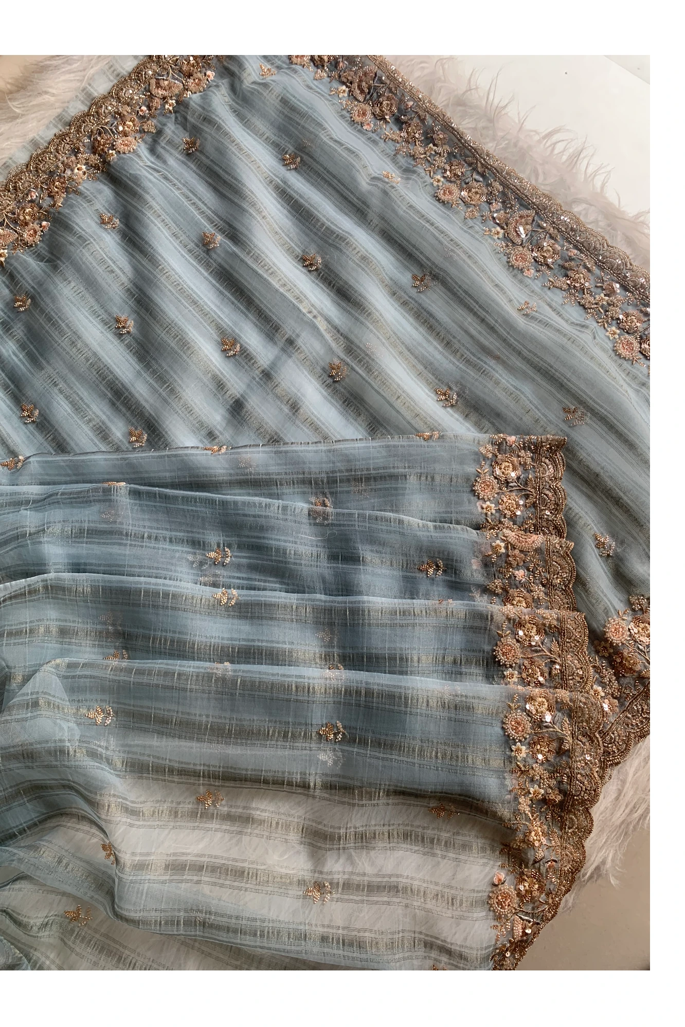 Sky Blue Organza Saree 5820 01