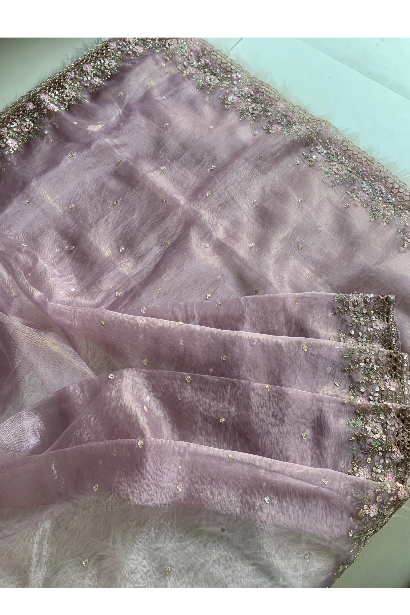 Light Lavender Crush Organza Saree 5759 06