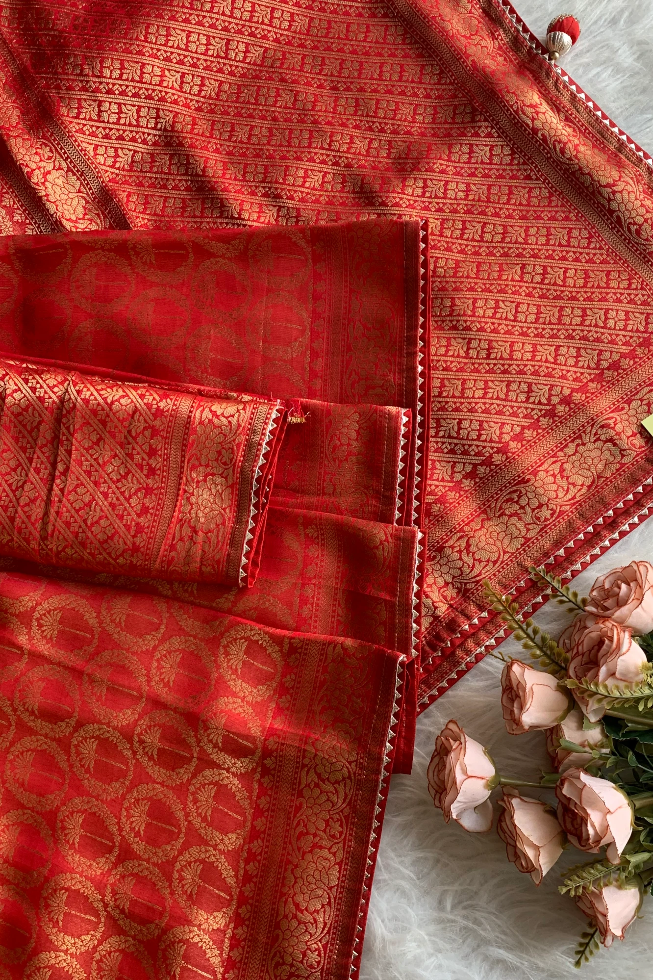 Red Traditional Banarasi Saree 5763 14