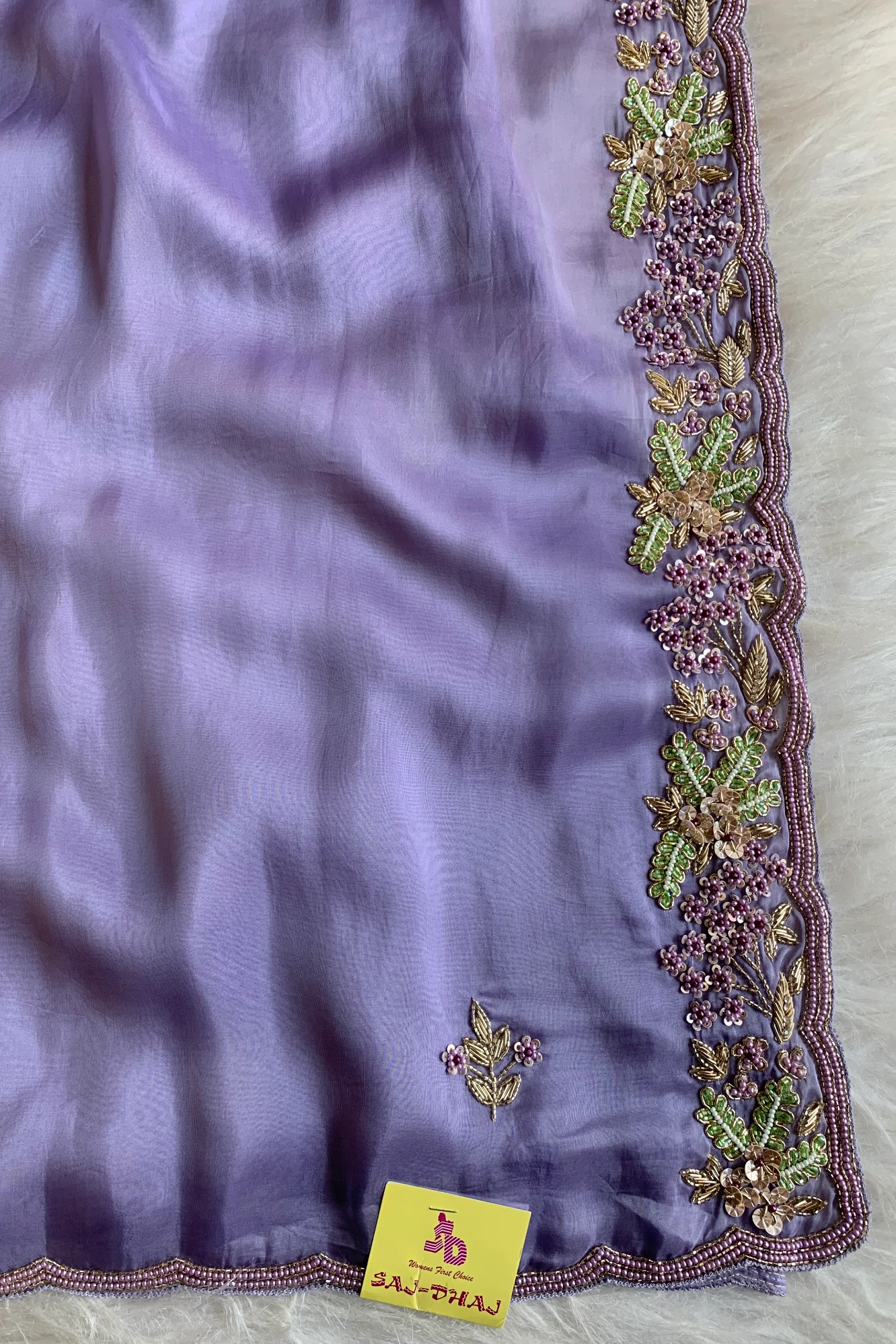 Lavender Embellished Habutai Silk Saree 4999 13