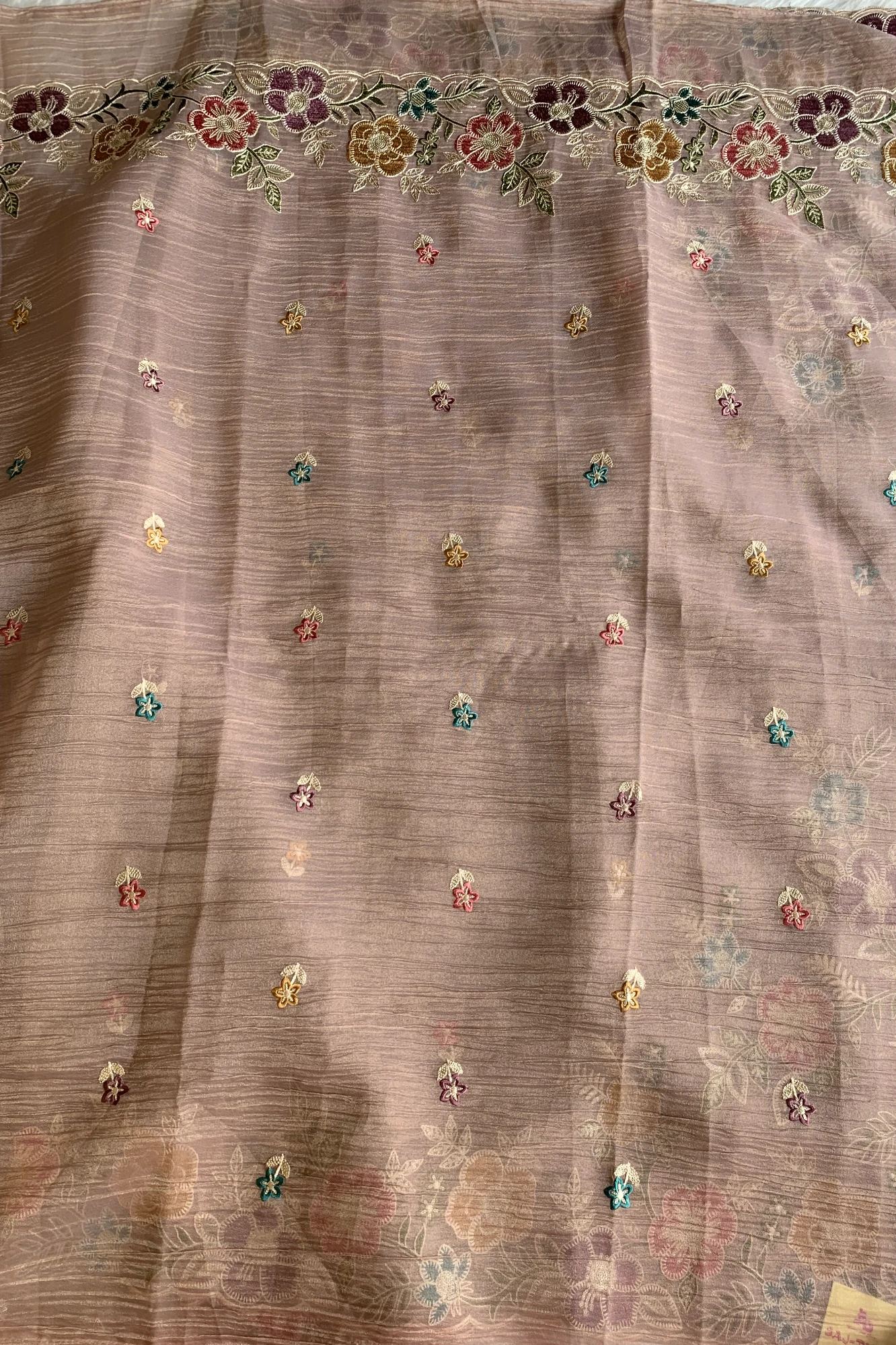 Dusty Purple Crush Tissue Organza Floral Saree 5773 04