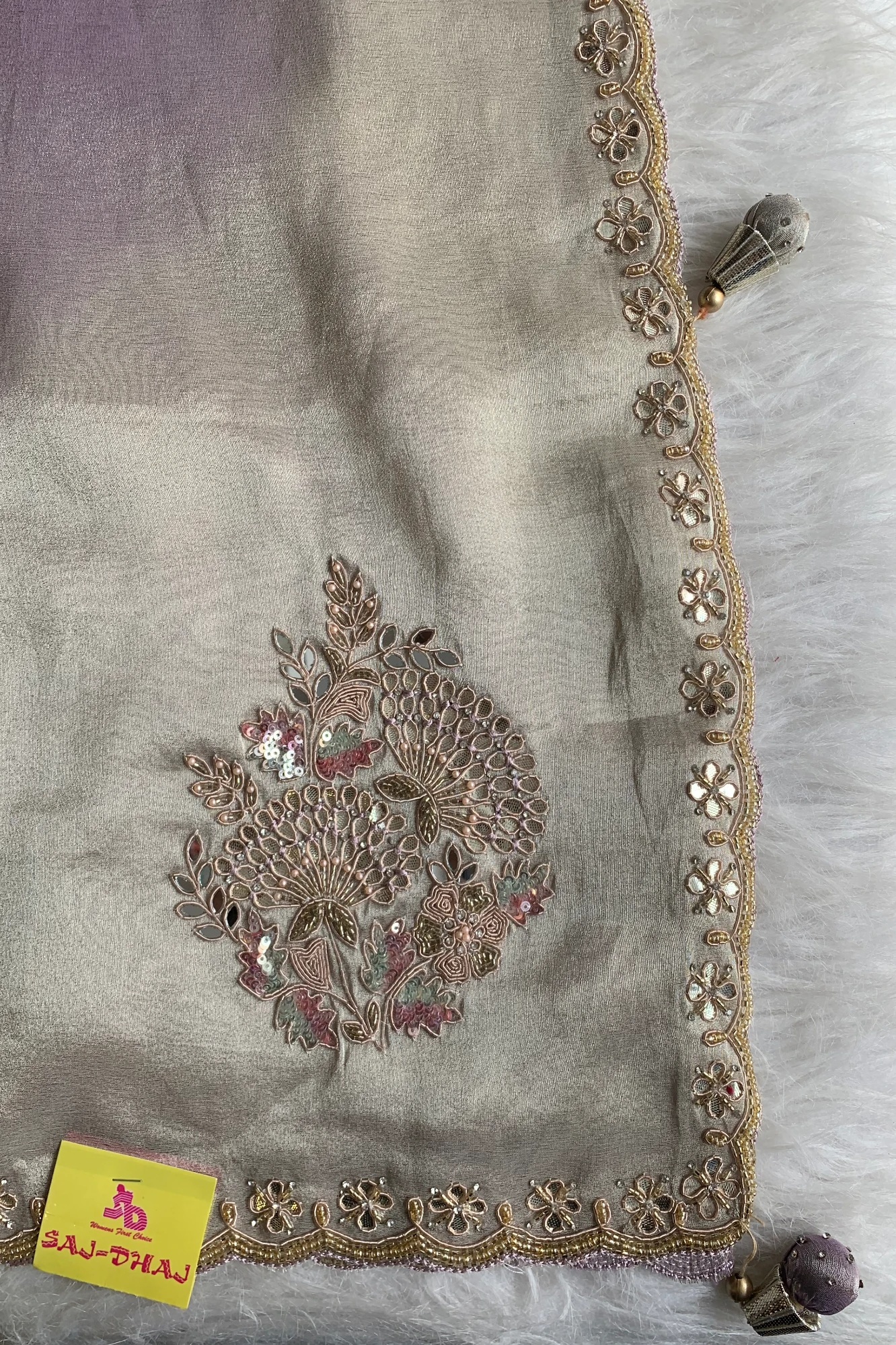 Lilac Ombre Embellished Tissue Saree 5524 03