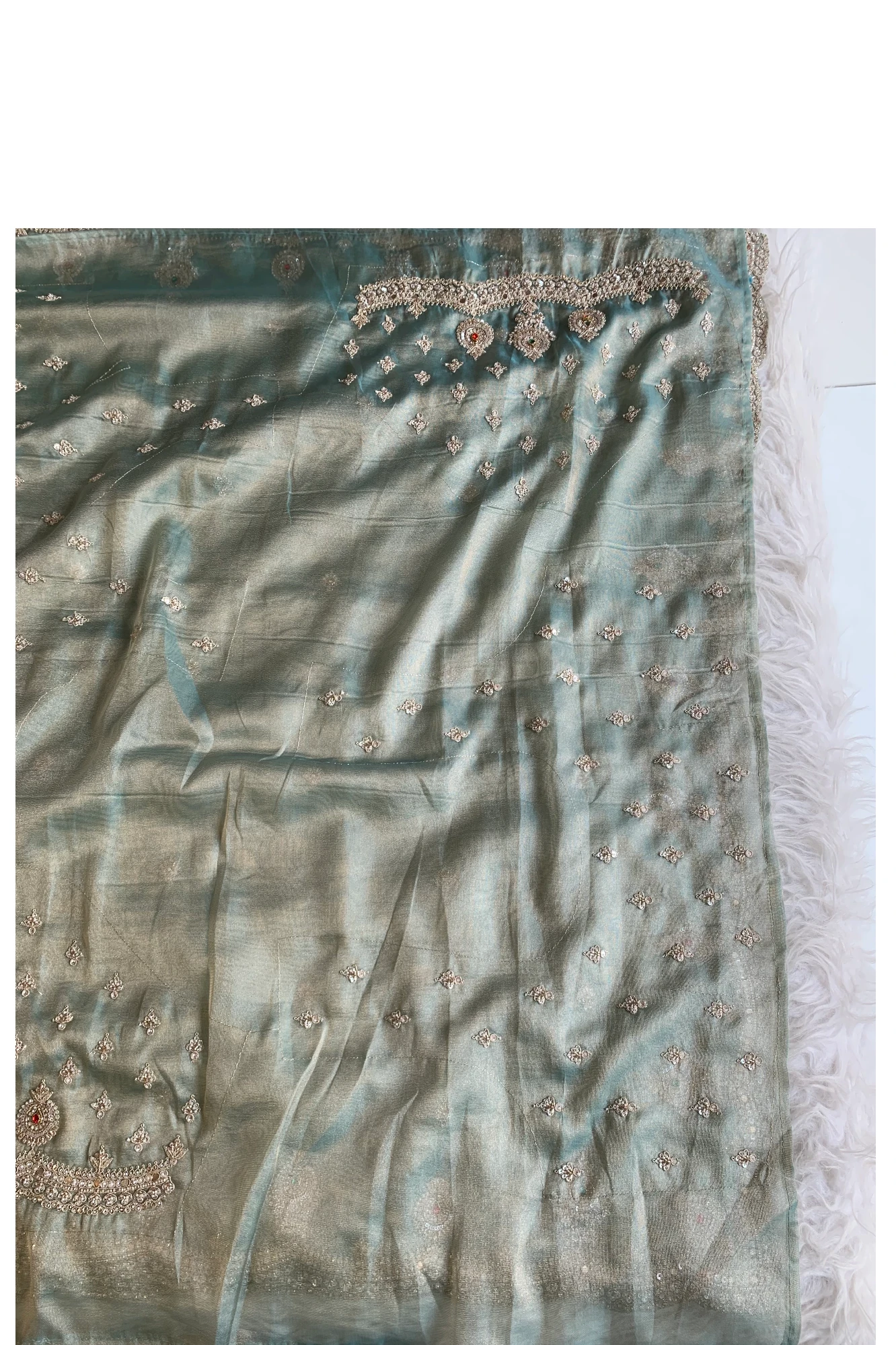 Sea Green Tissue Organza Saree 5775 03