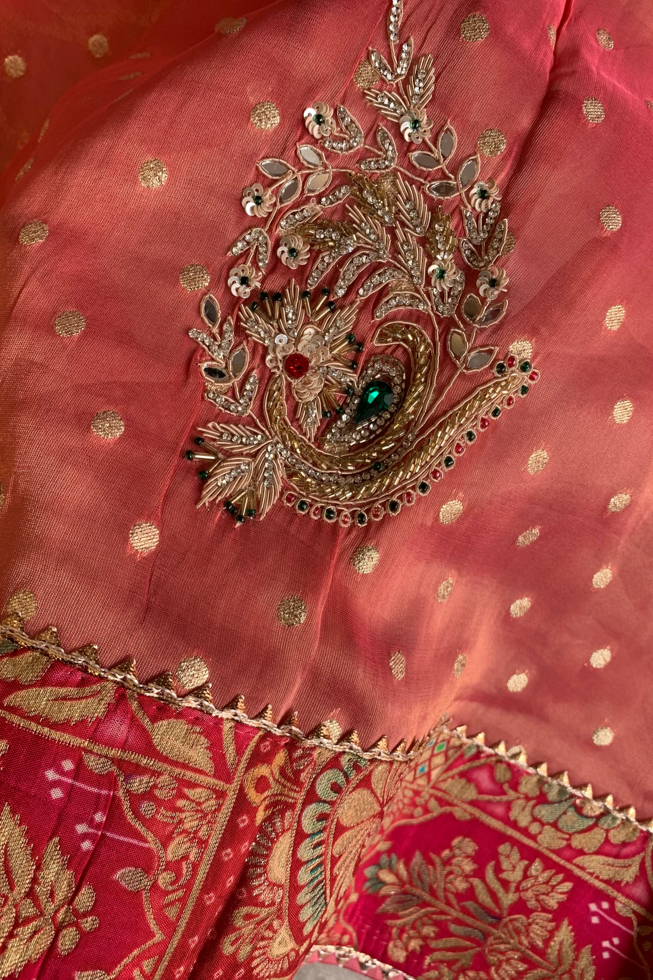 Blush Pink Jamawar Border Tissue Saree 5763 08