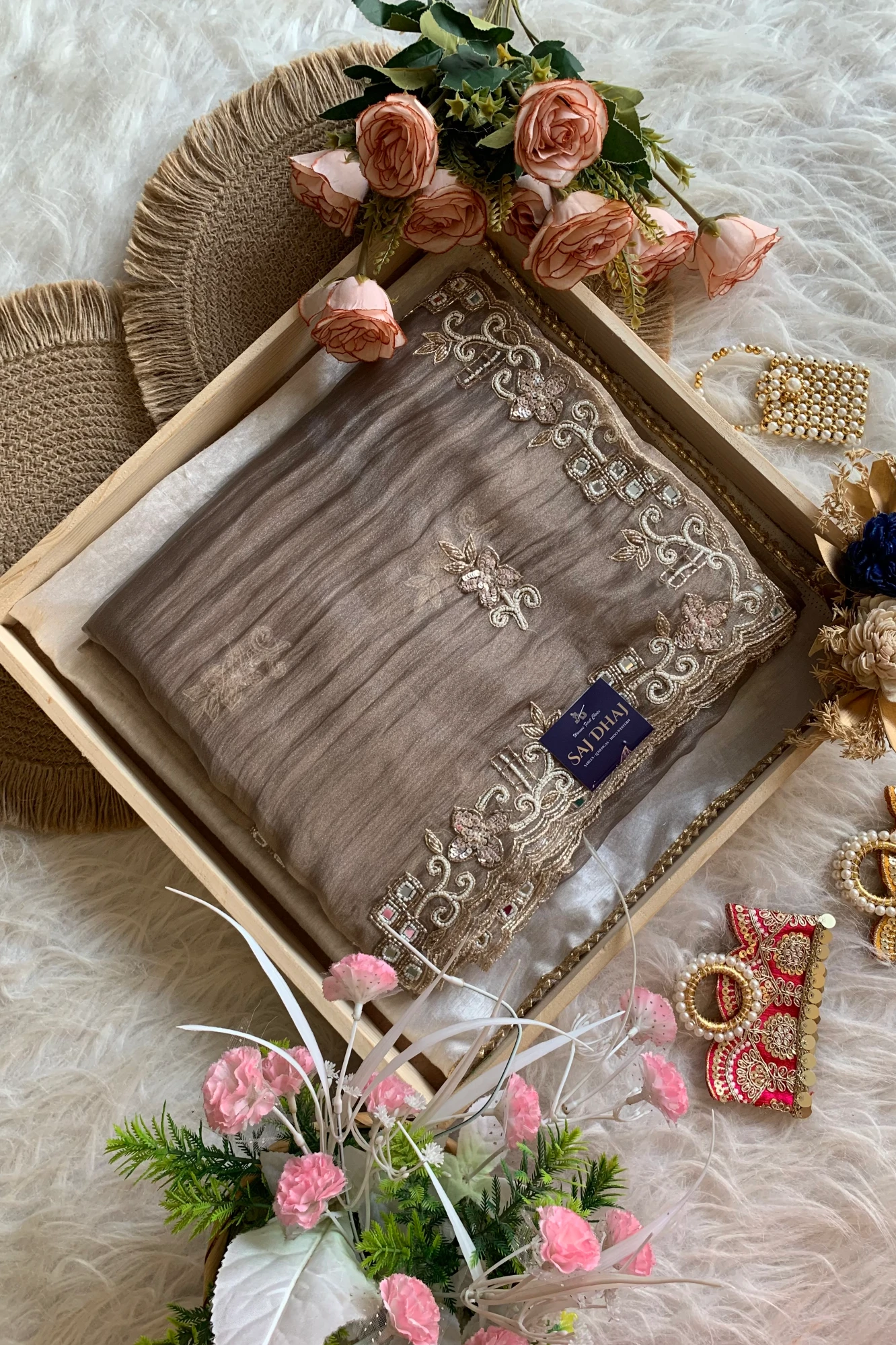 Beige Crush Saree 5850 07