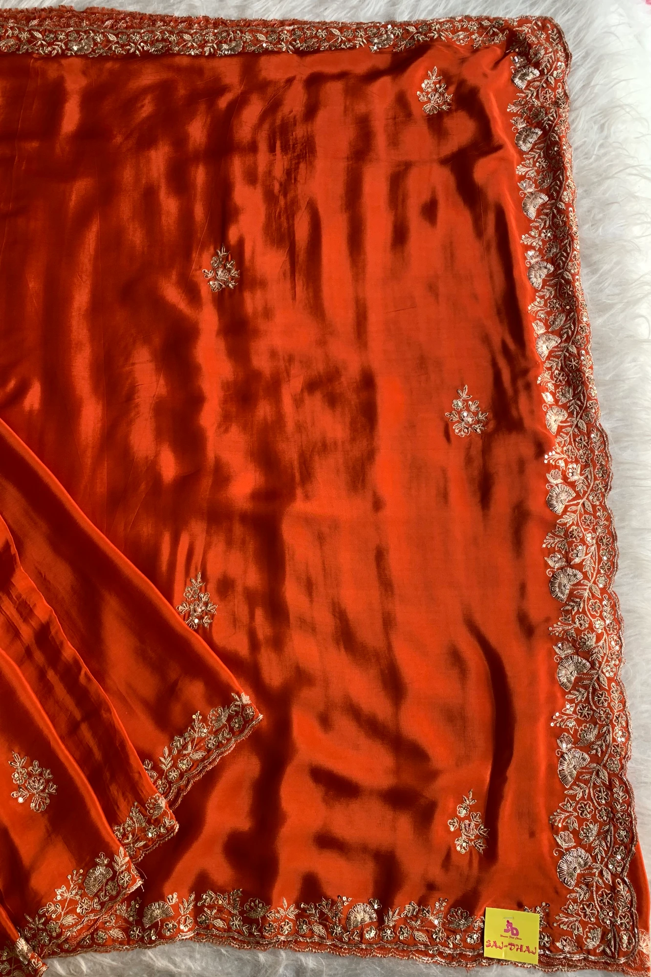 Orange Aari Thari Habutai Silk Saree 5766 10