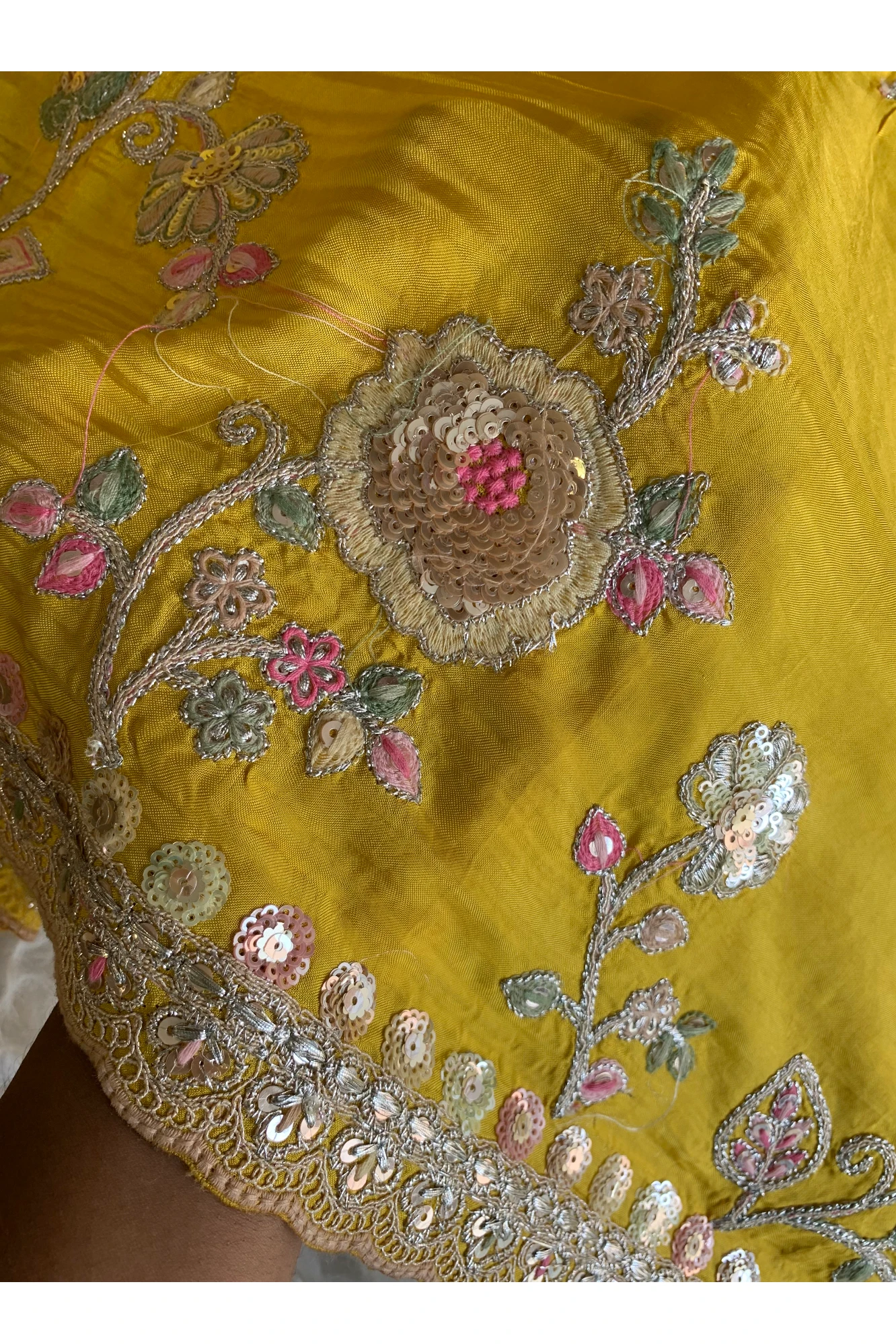 Yellow Saree with Multicolour Embroidery 5786 01