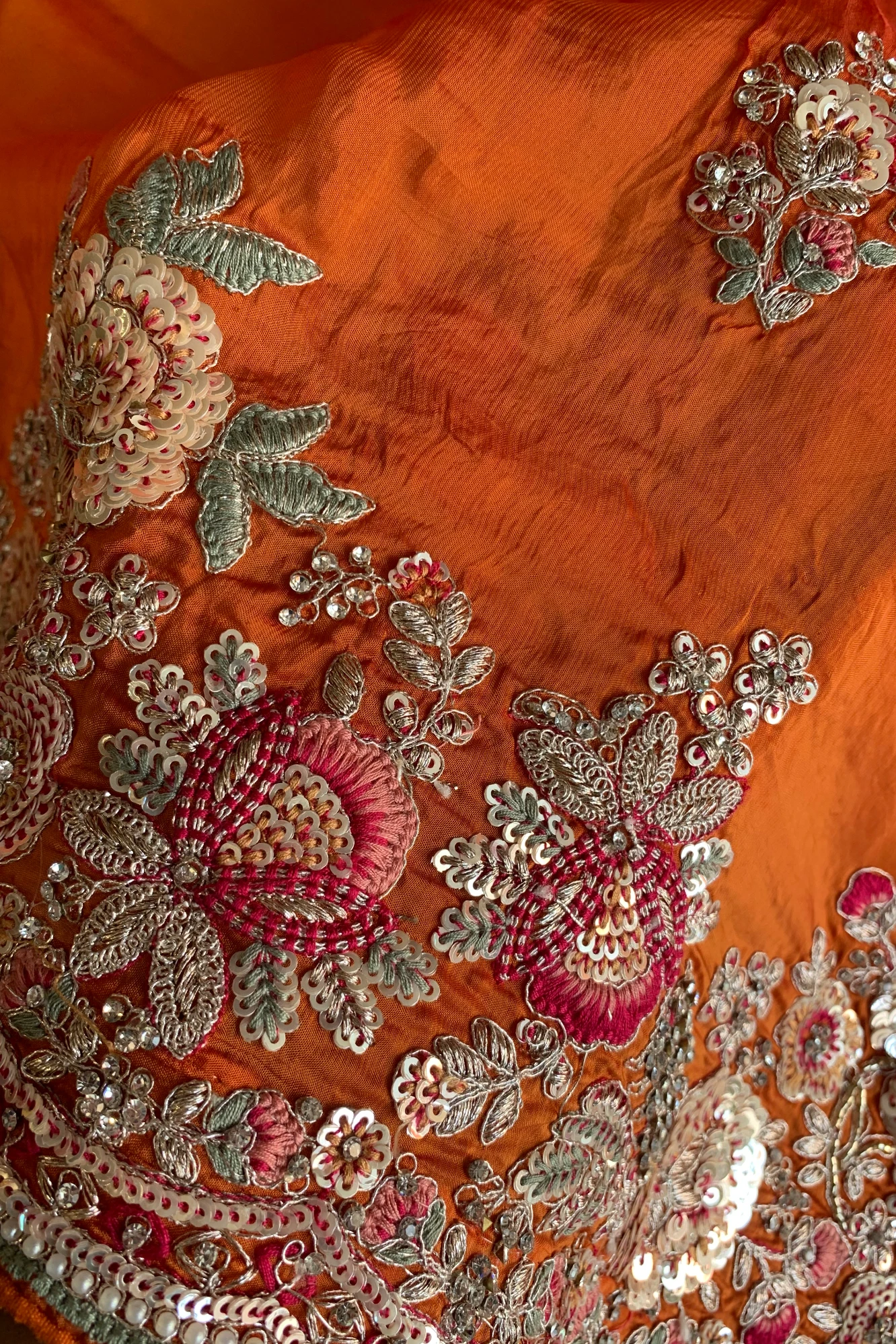 Orange Habutai Silk Saree 5662 10