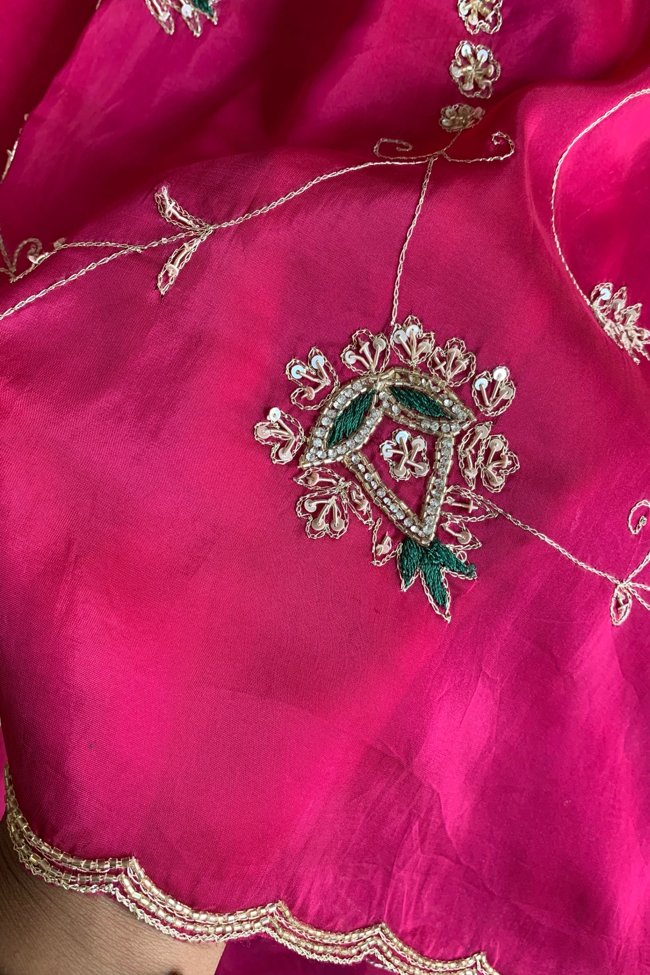 Rani Pink Habutai Silk Saree 5765 02