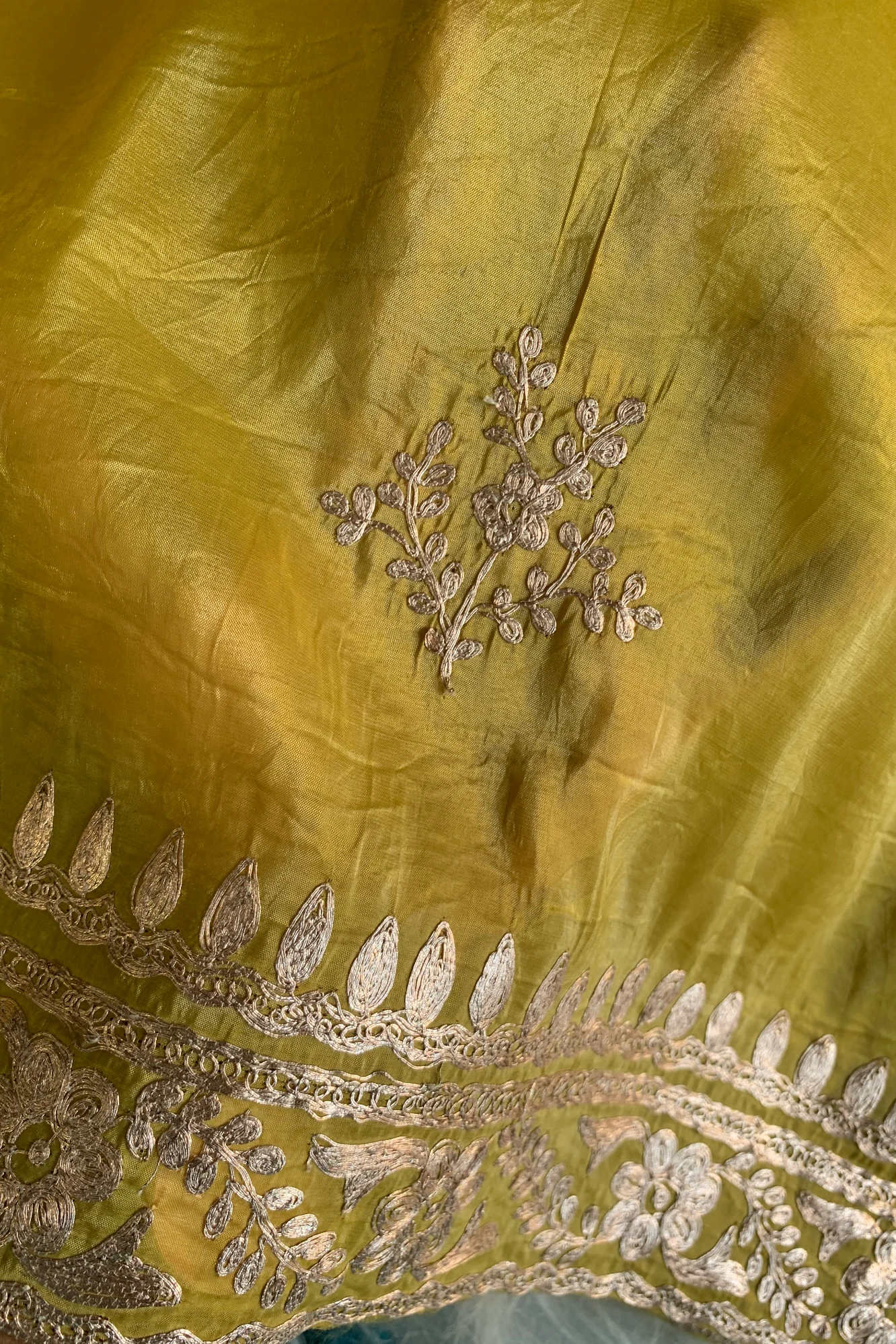 Mustard Yellow Pittan Crush Saree 5653 01