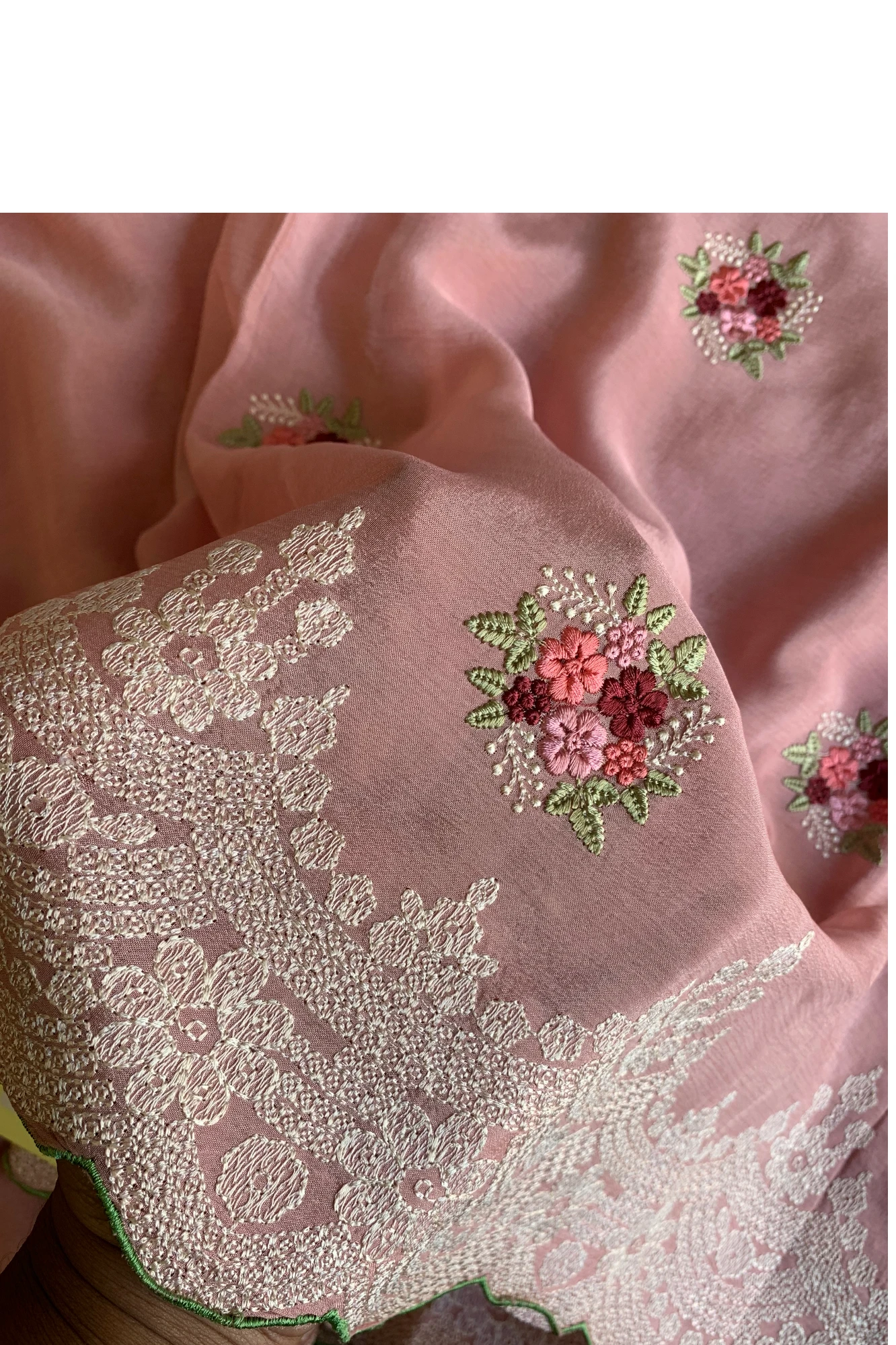 Blush Pink Chinnon Georgette Saree 5655 05