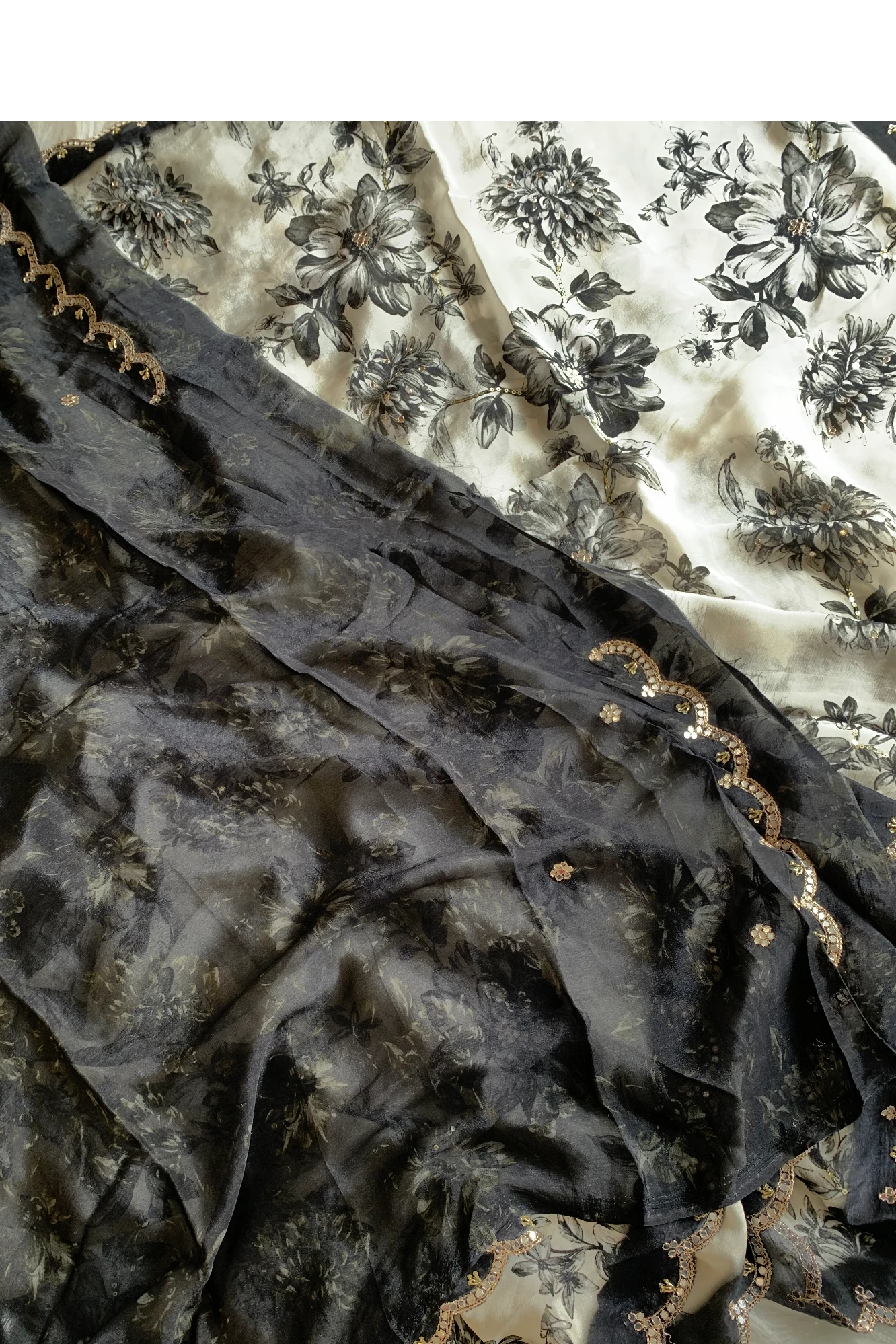 Black & White Modal Silk Saree 5762 10