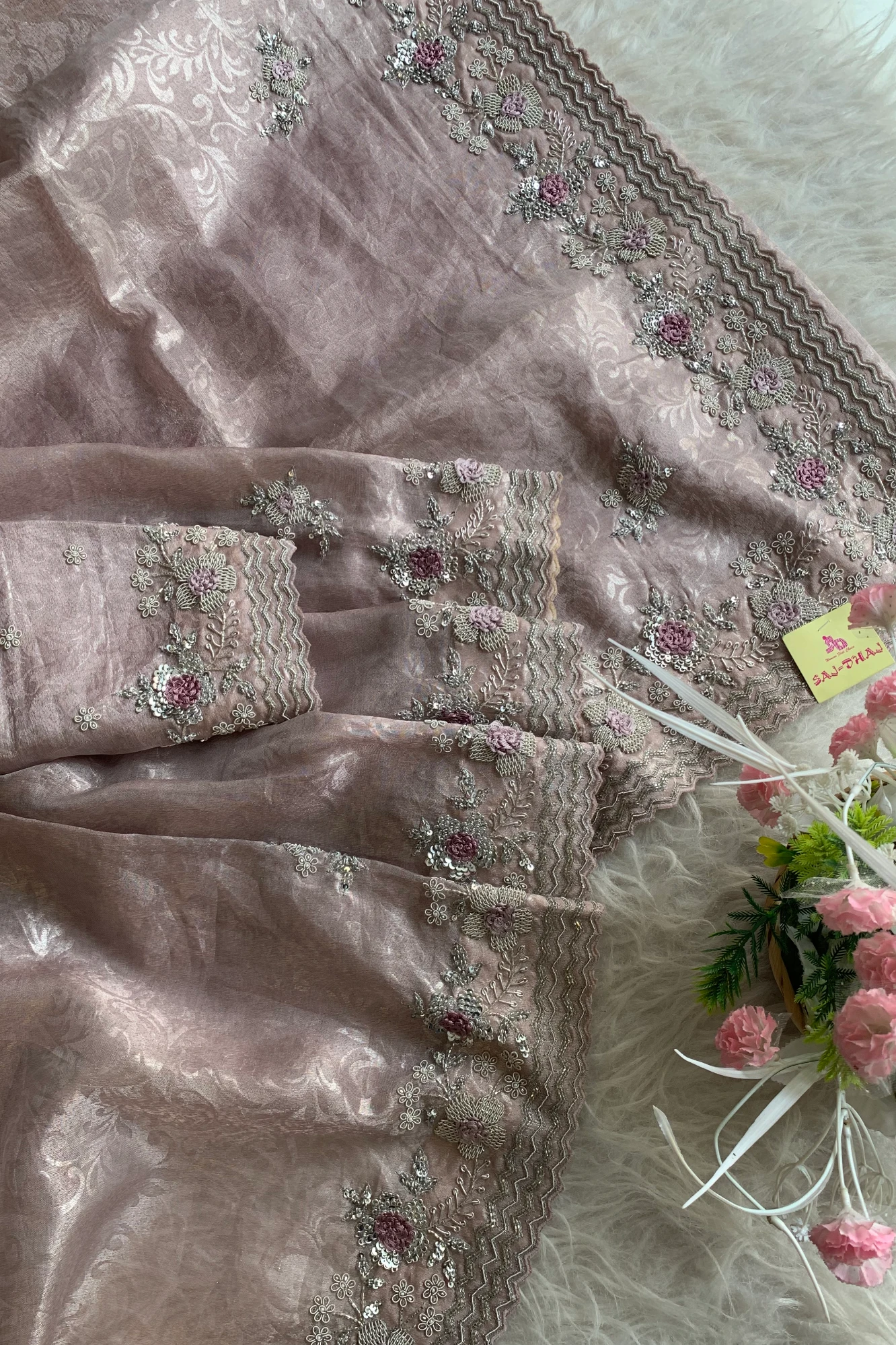 Beige Jagat Silk Saree 5216 04
