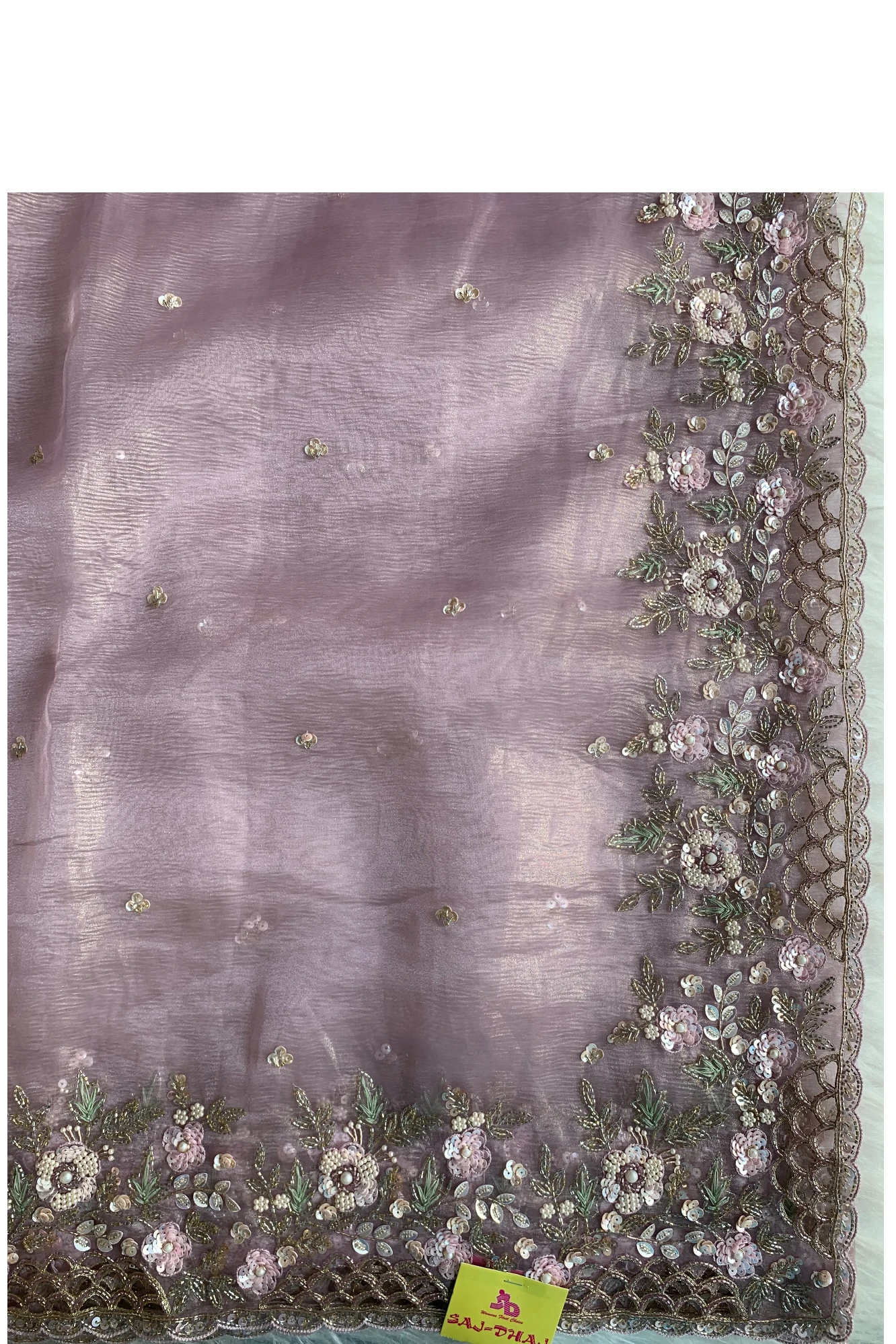 Light Lavender Crush Organza Saree 5759 06
