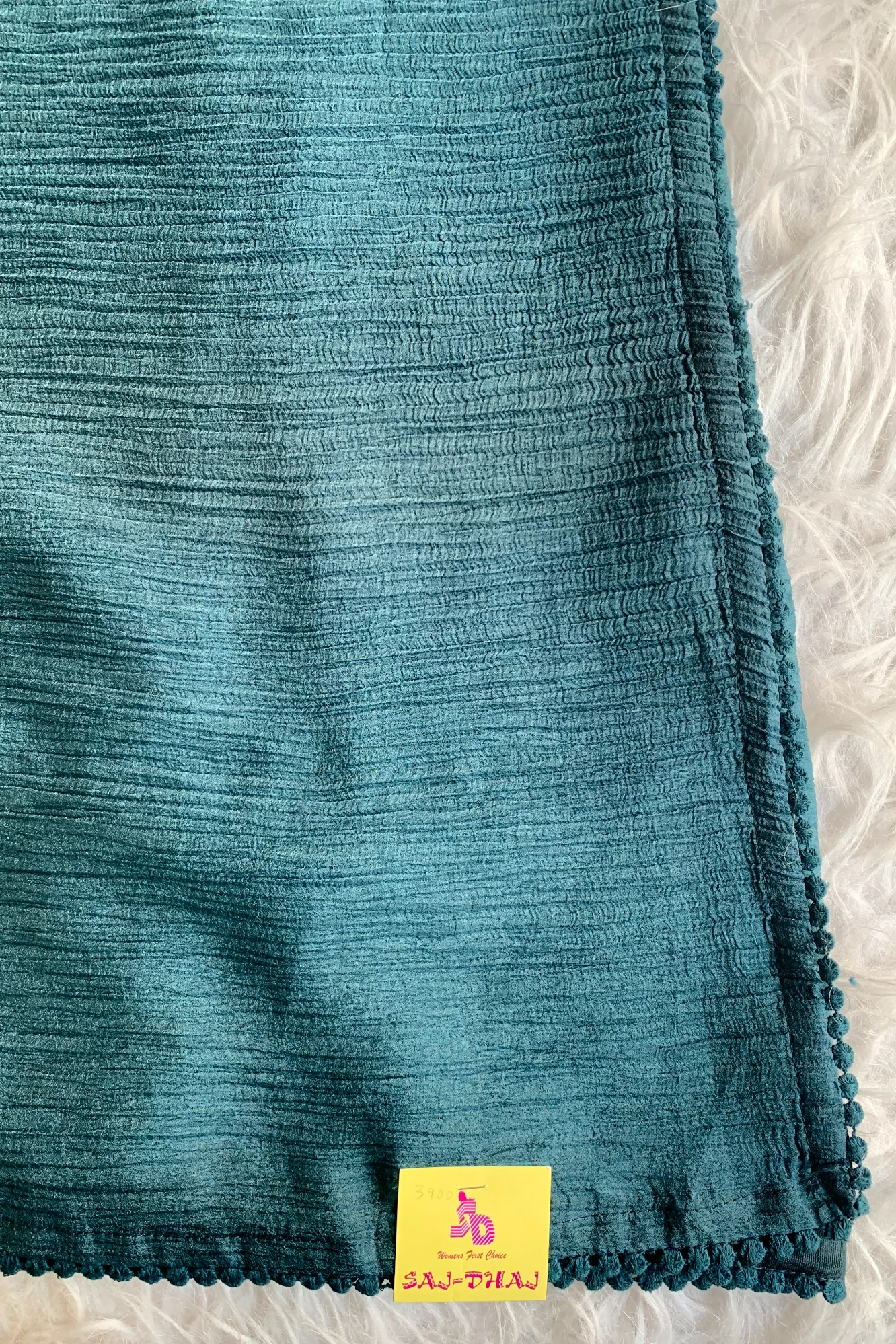 Shaded Peacock Blue Crush Saree 4861 06