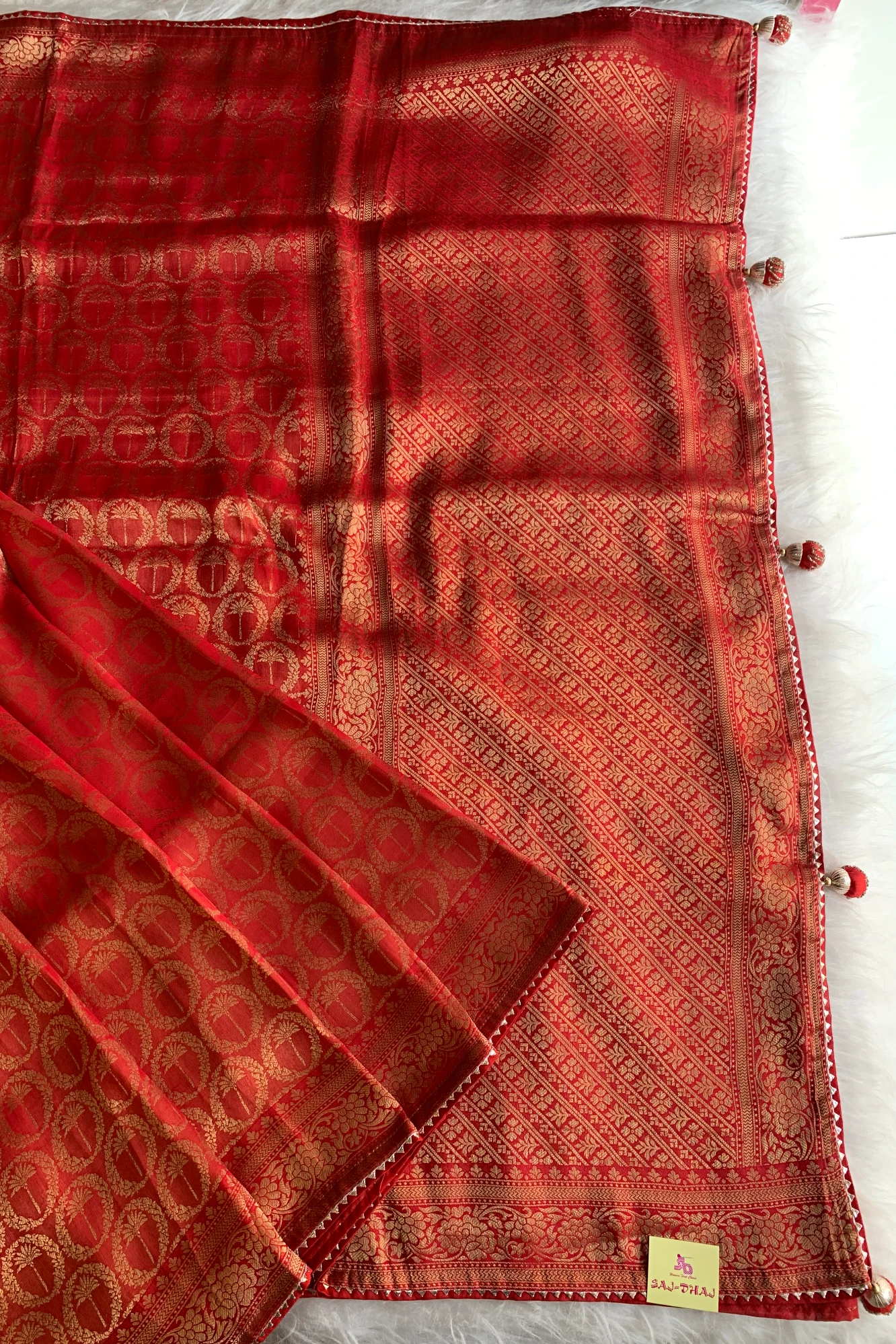 Red Traditional Banarasi Saree 5763 14
