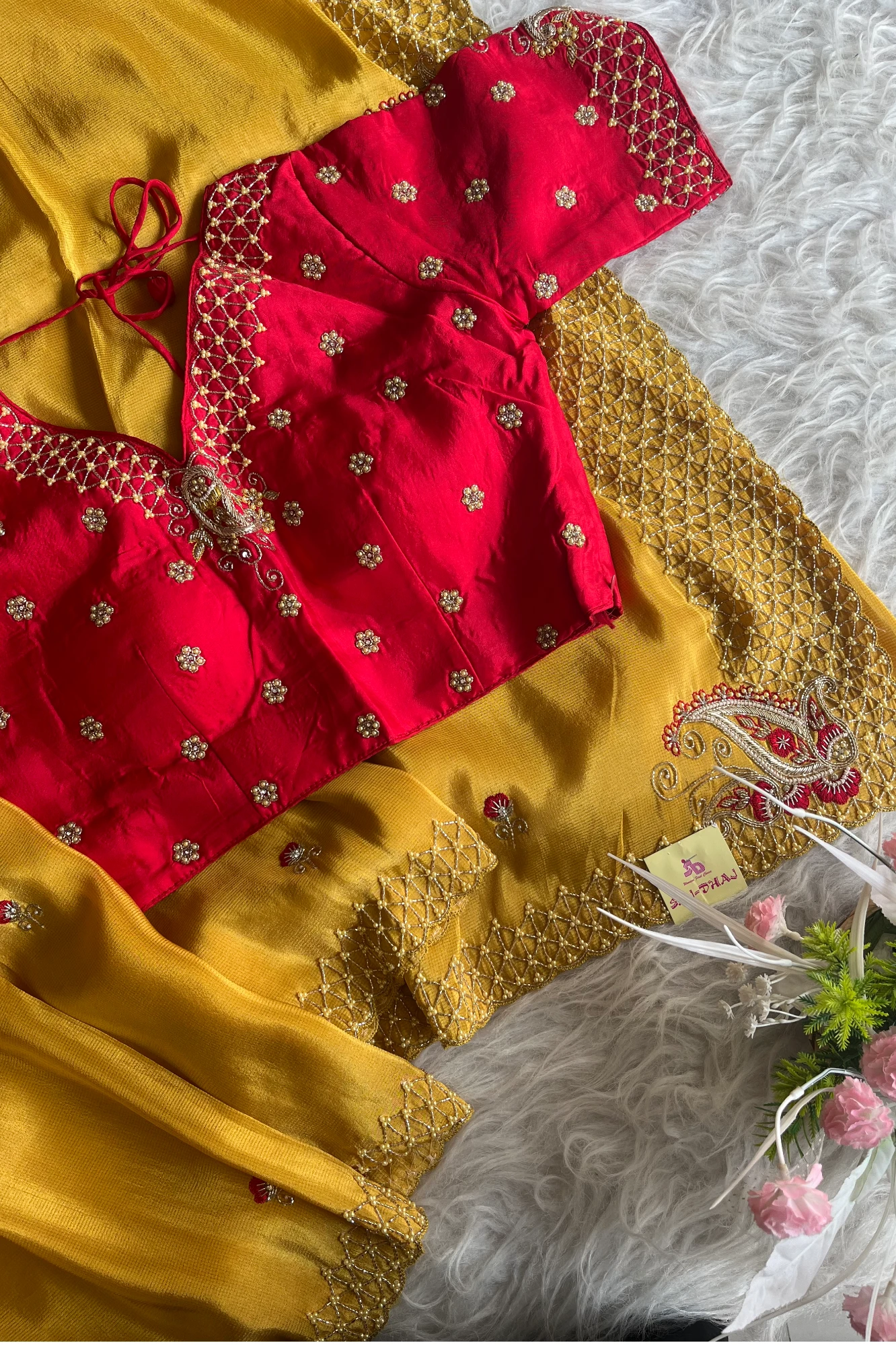 Mustard Saree with Embroidered Border 5142 06