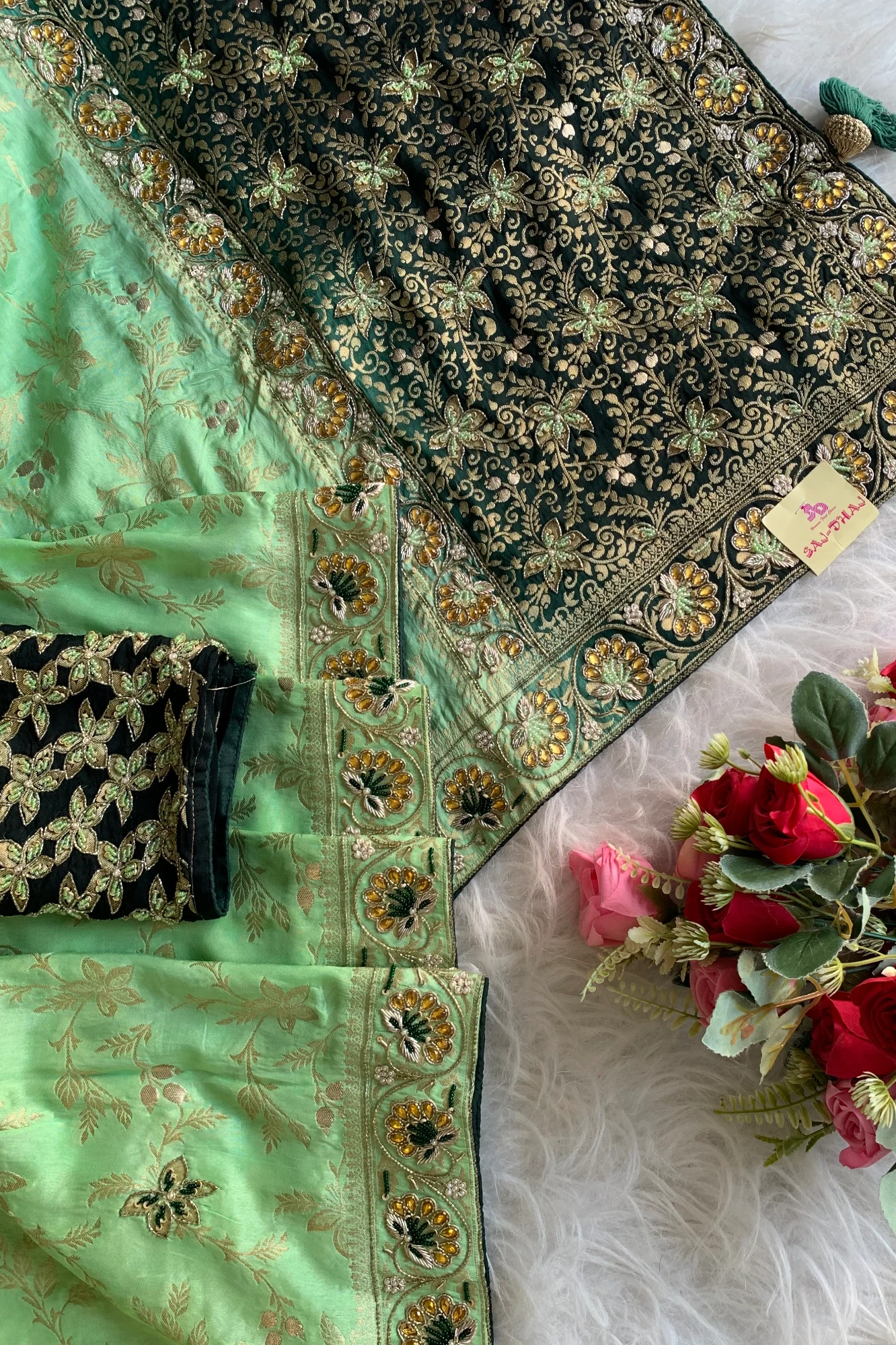 Green Banarasi Saree 3023 04
