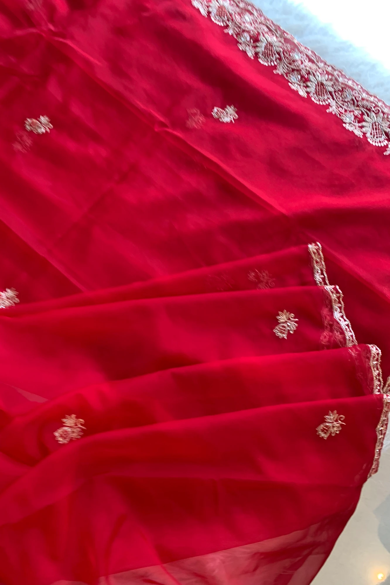 Red Soft Organza Saree 5850 02