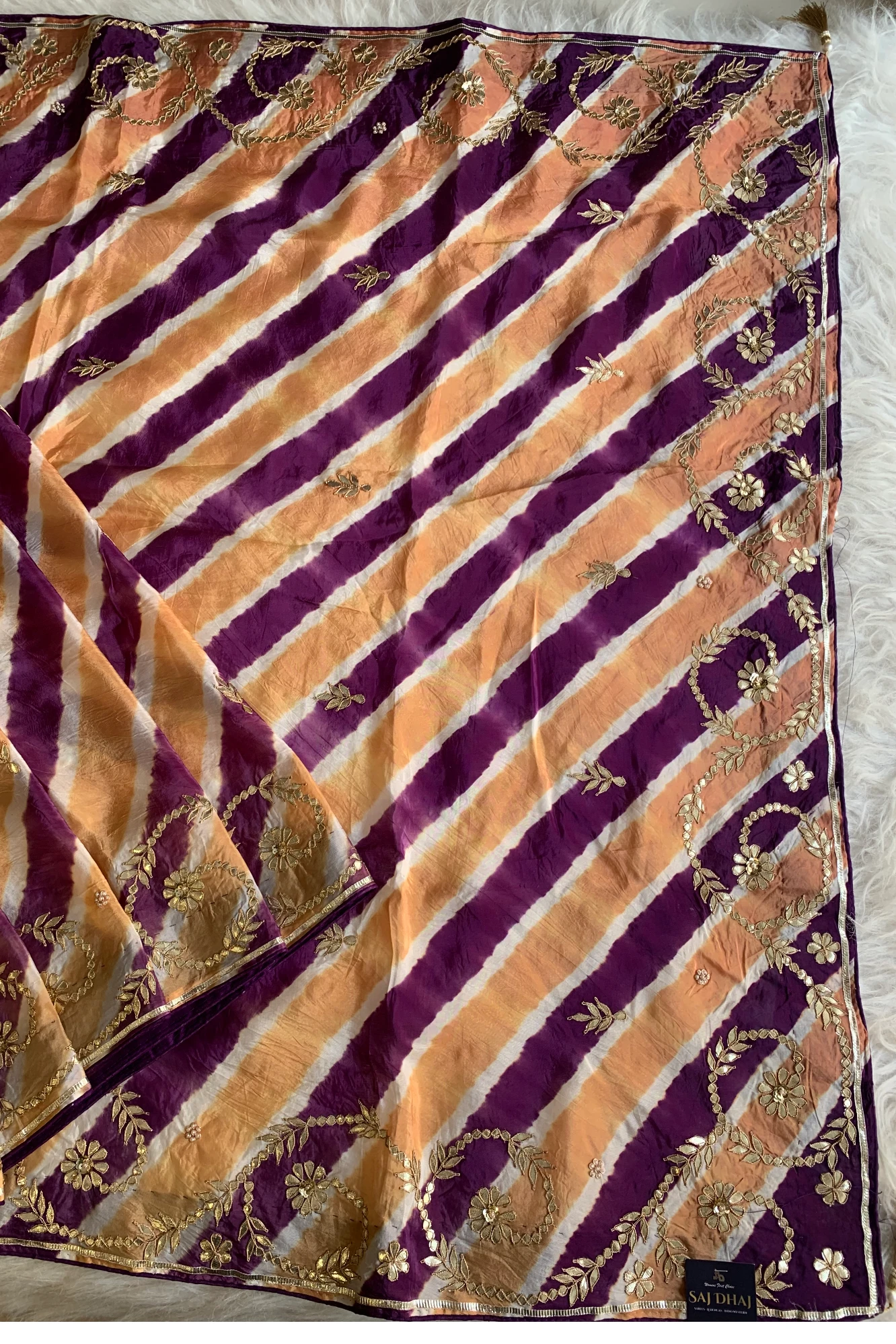 Purple Leheriya Russian Silk Saree 5825 01