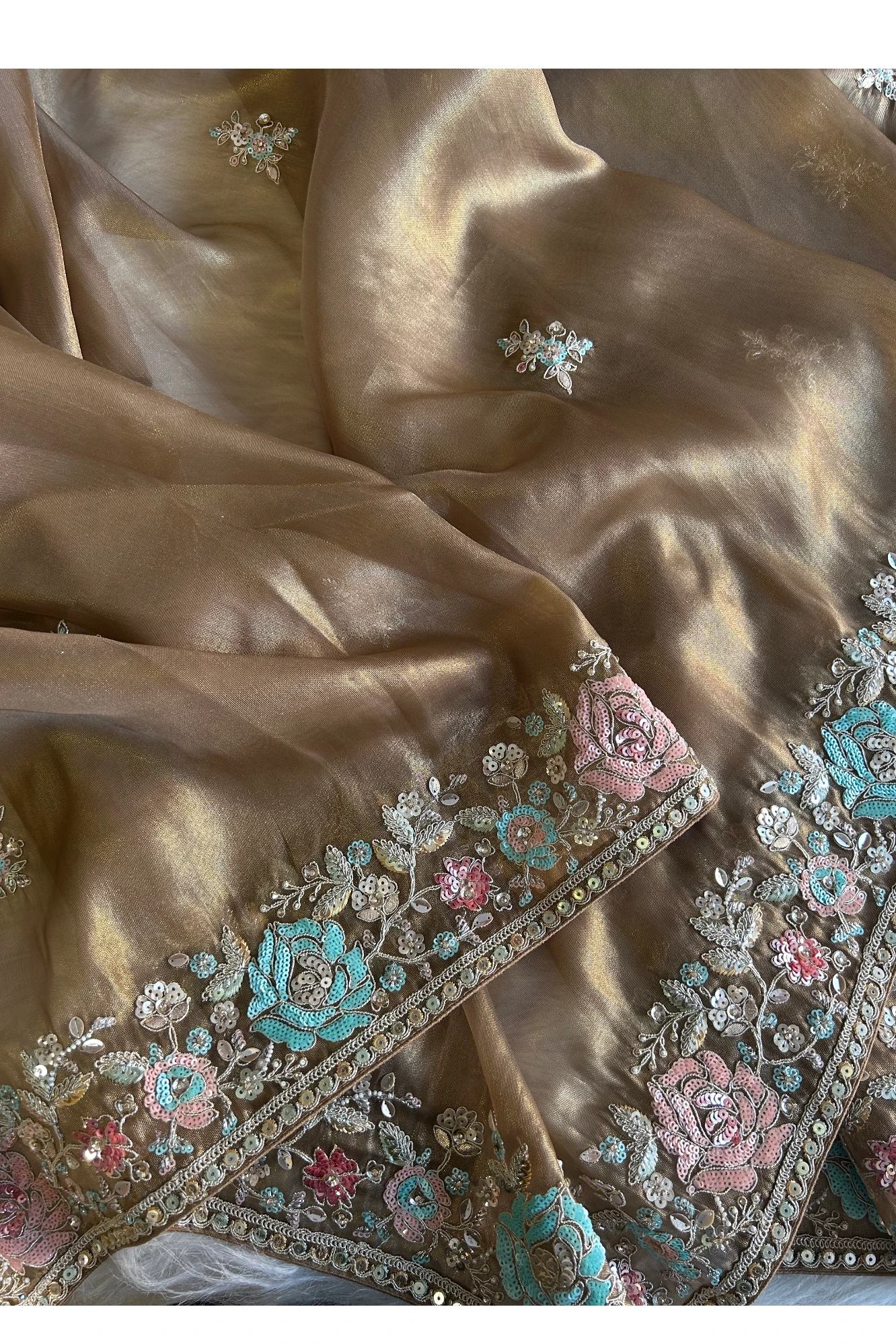 Golden Tissue Organza Saree 5777 08