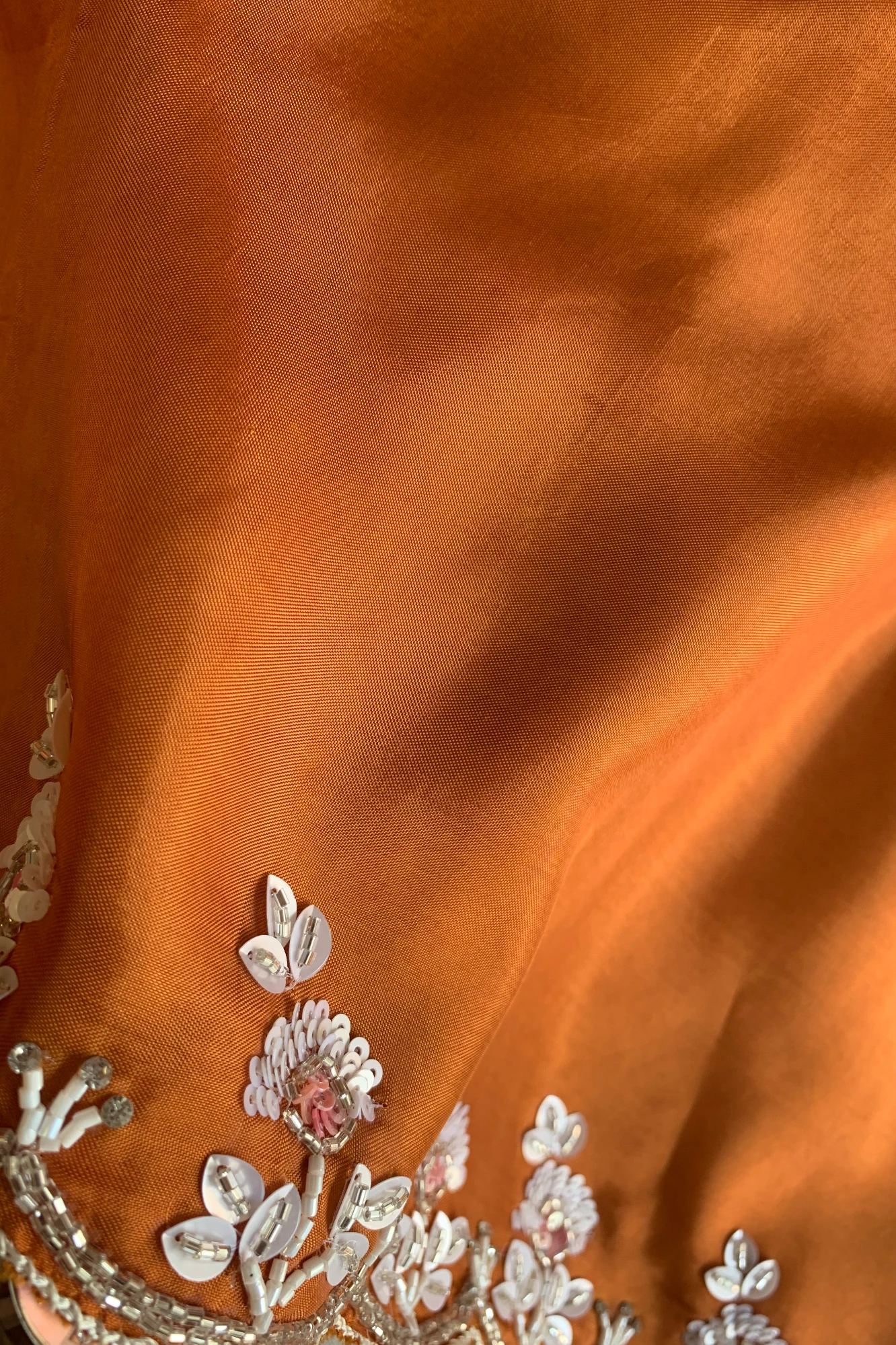 Rust Orange Ombre Habutai Silk Saree 5762 08