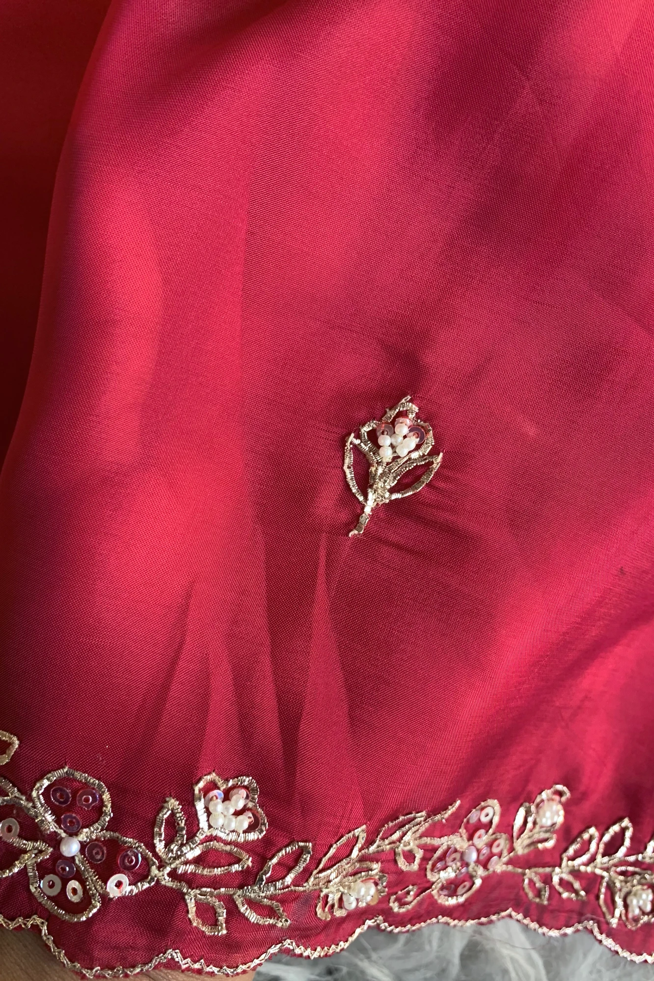 Dark Pink Embellished Habutai Silk Saree 5359 01