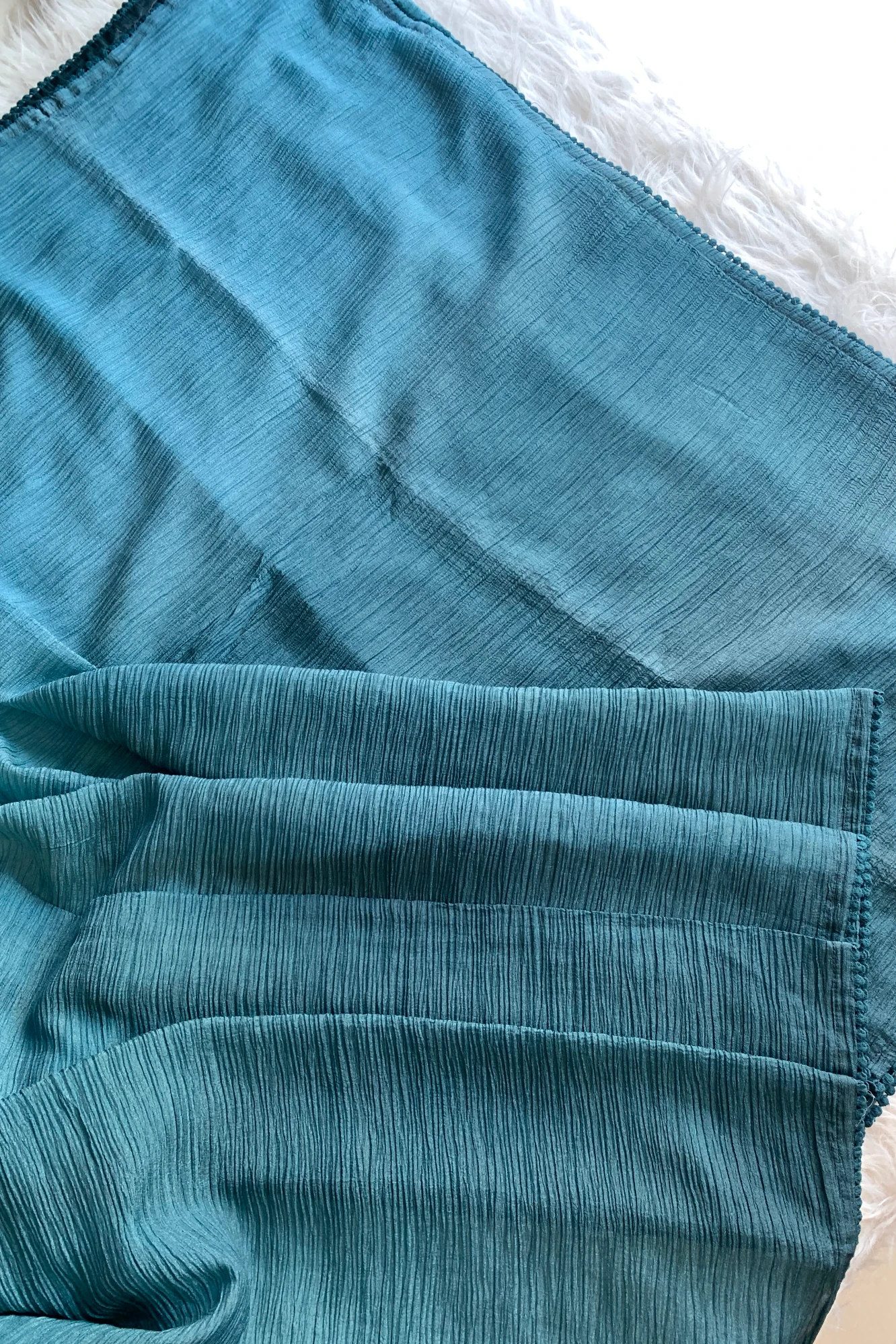 Shaded Peacock Blue Crush Saree 4861 06
