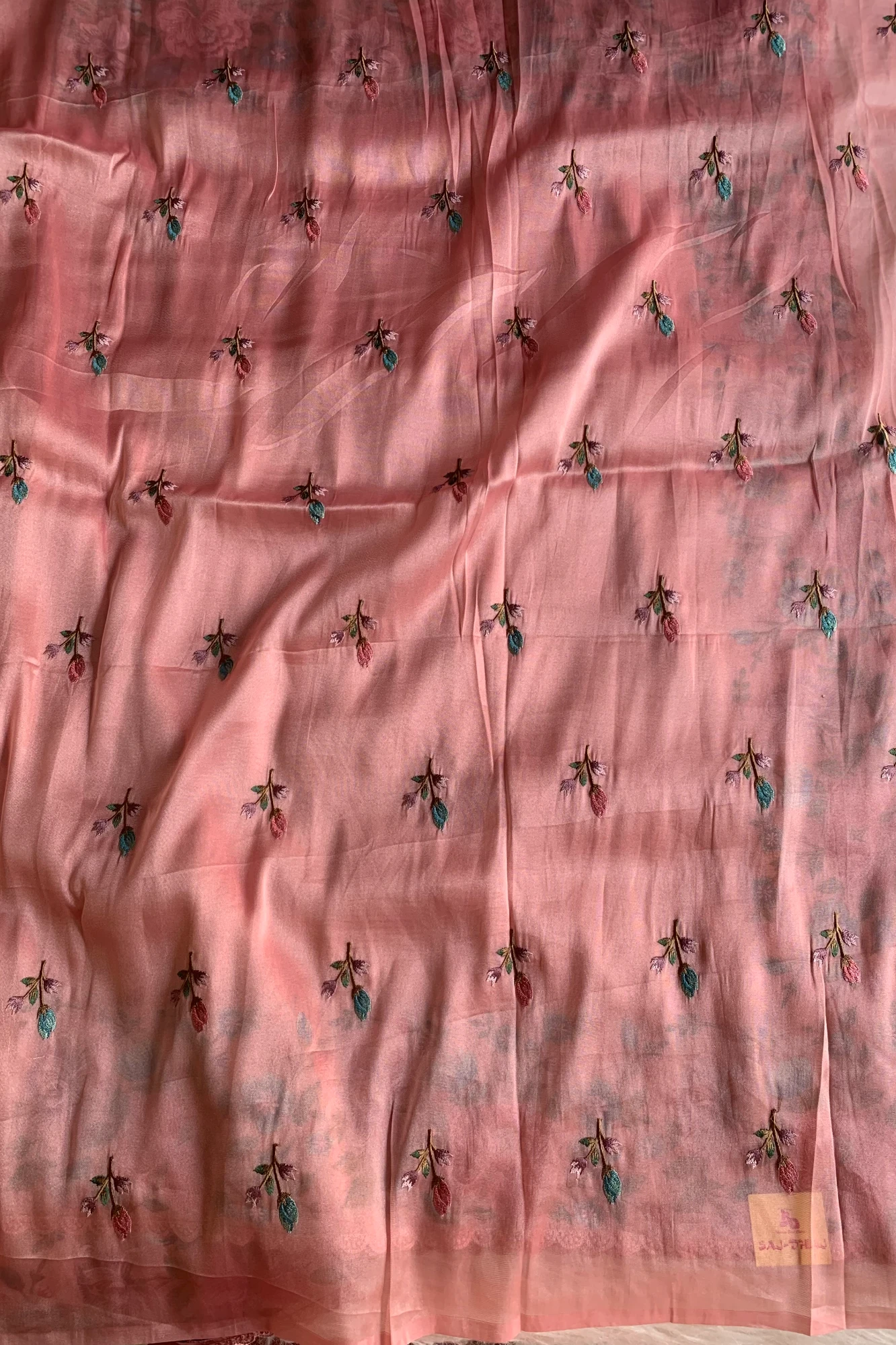 Blush Pink Tissue Organza Saree 5773 01