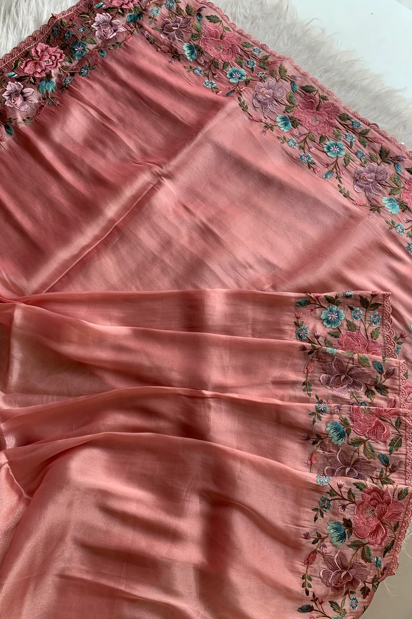 Blush Pink Tissue Organza Saree 5773 01