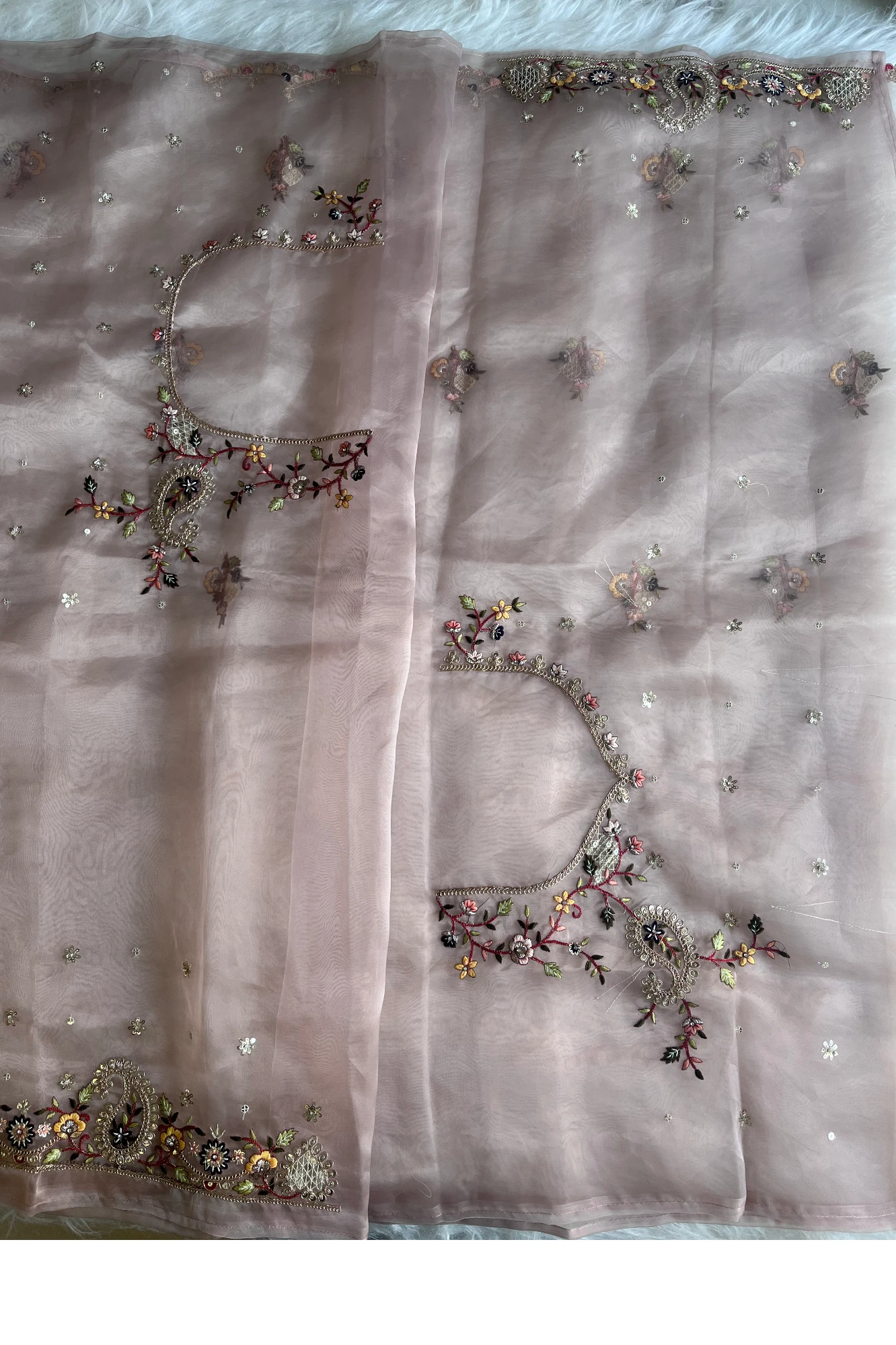 Pastel Mauve Reyana Organza Saree 5822 02