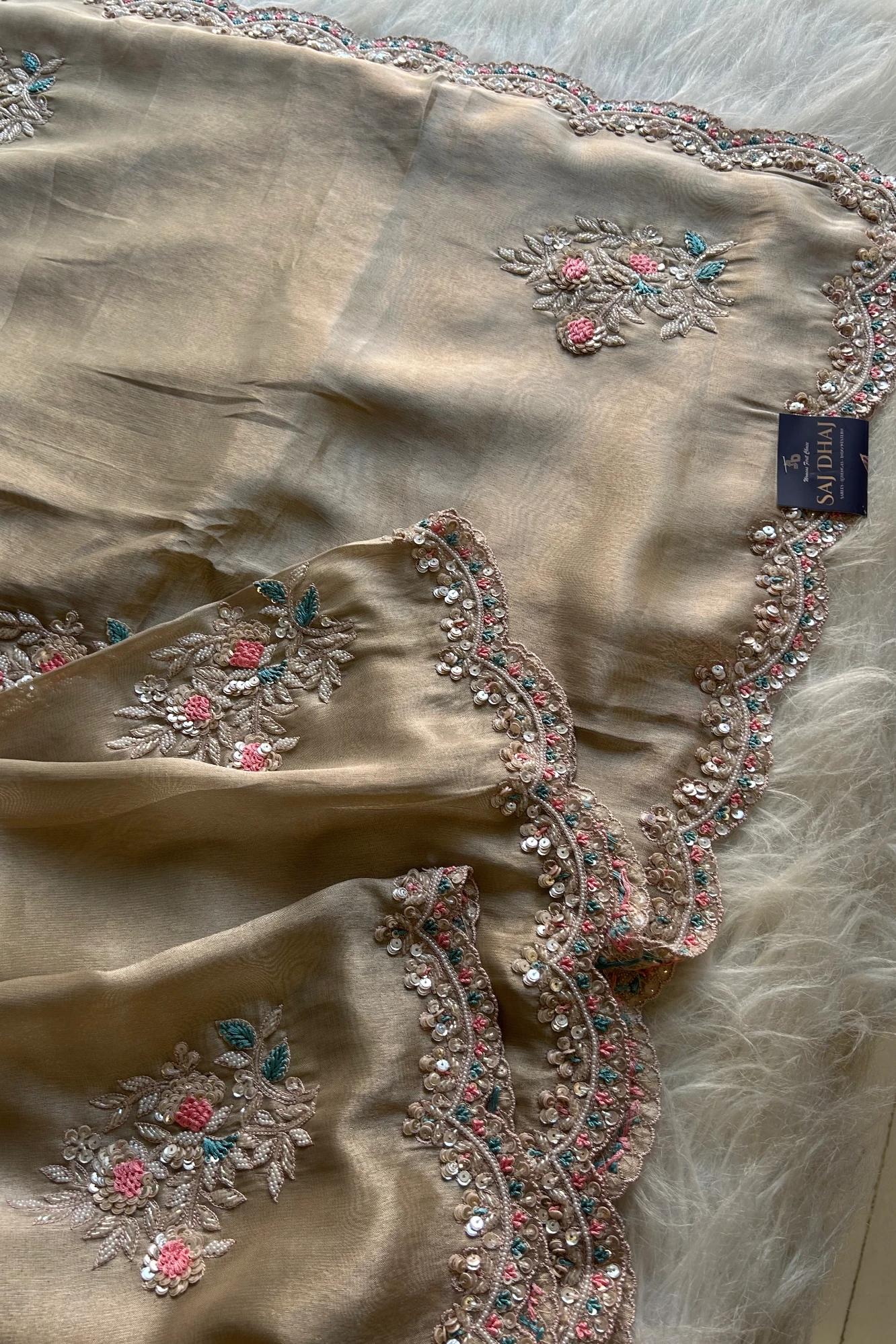 Beige Pure Tissue Saree 5847 05