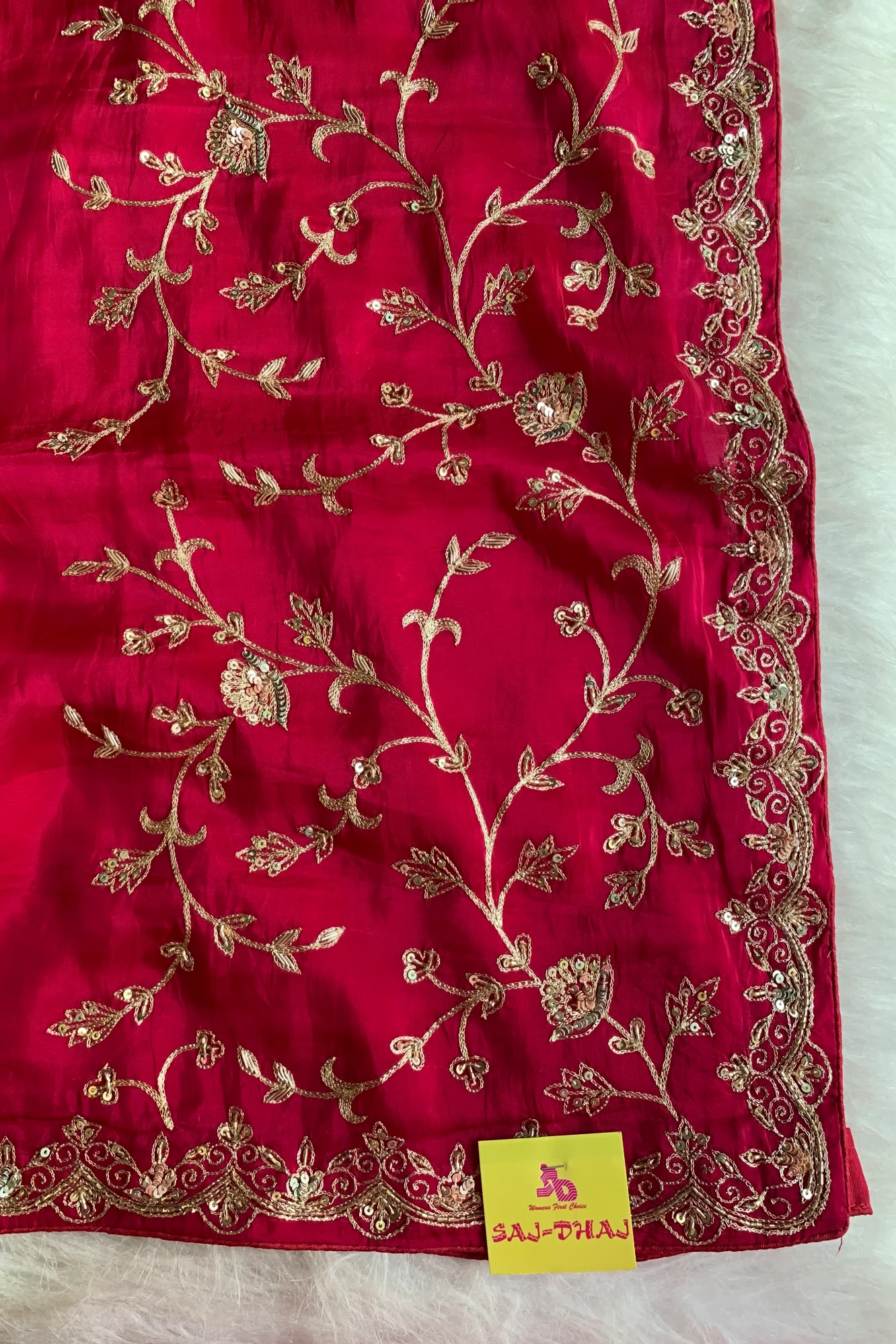 Rani Pink Habutai Silk Saree 5750 03