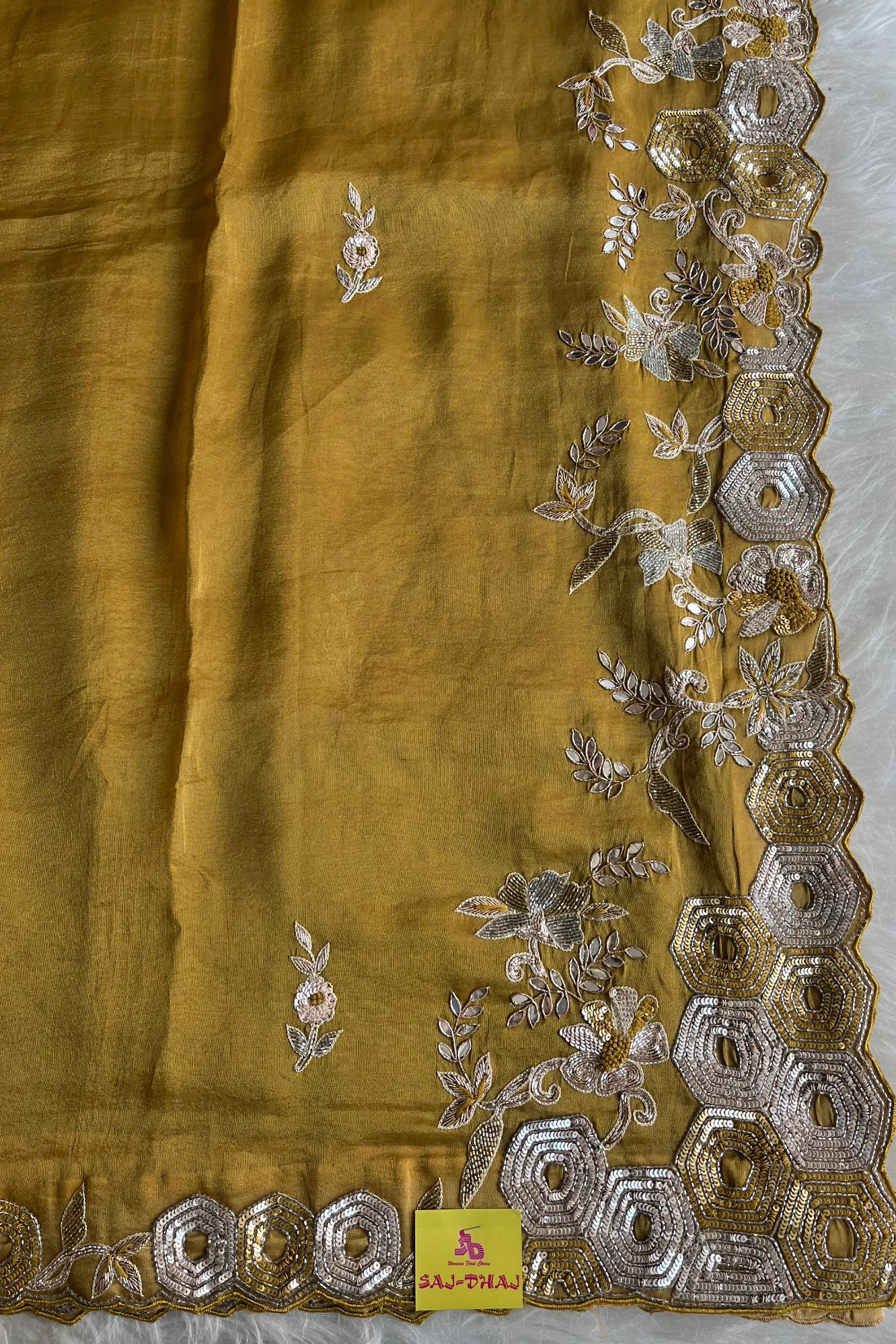 Yellow Tissue Designer Saree 5760 01
