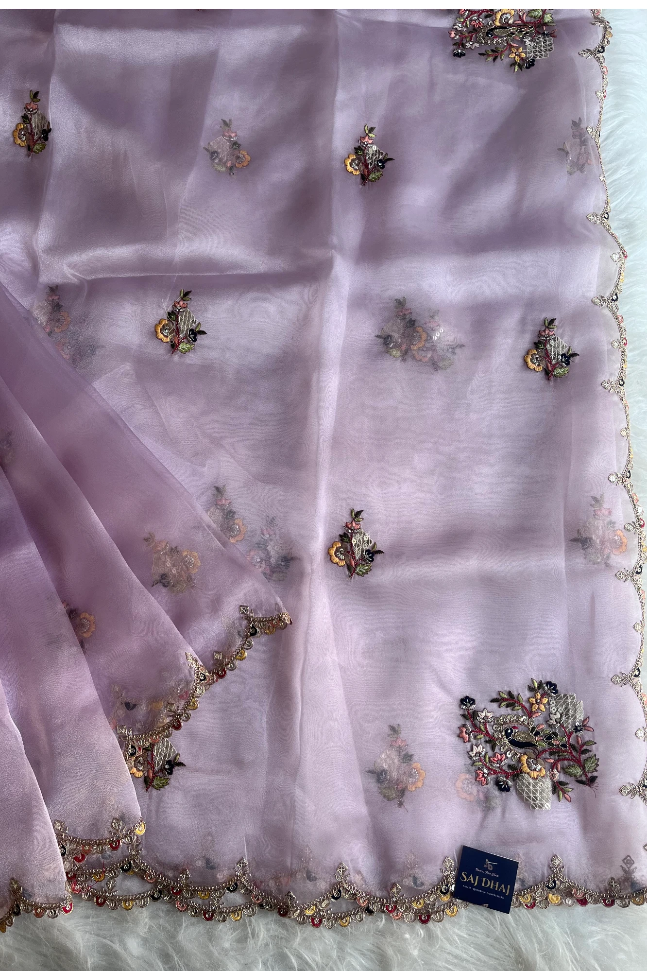 Light Lavender Reyana Organza Saree 5822 02