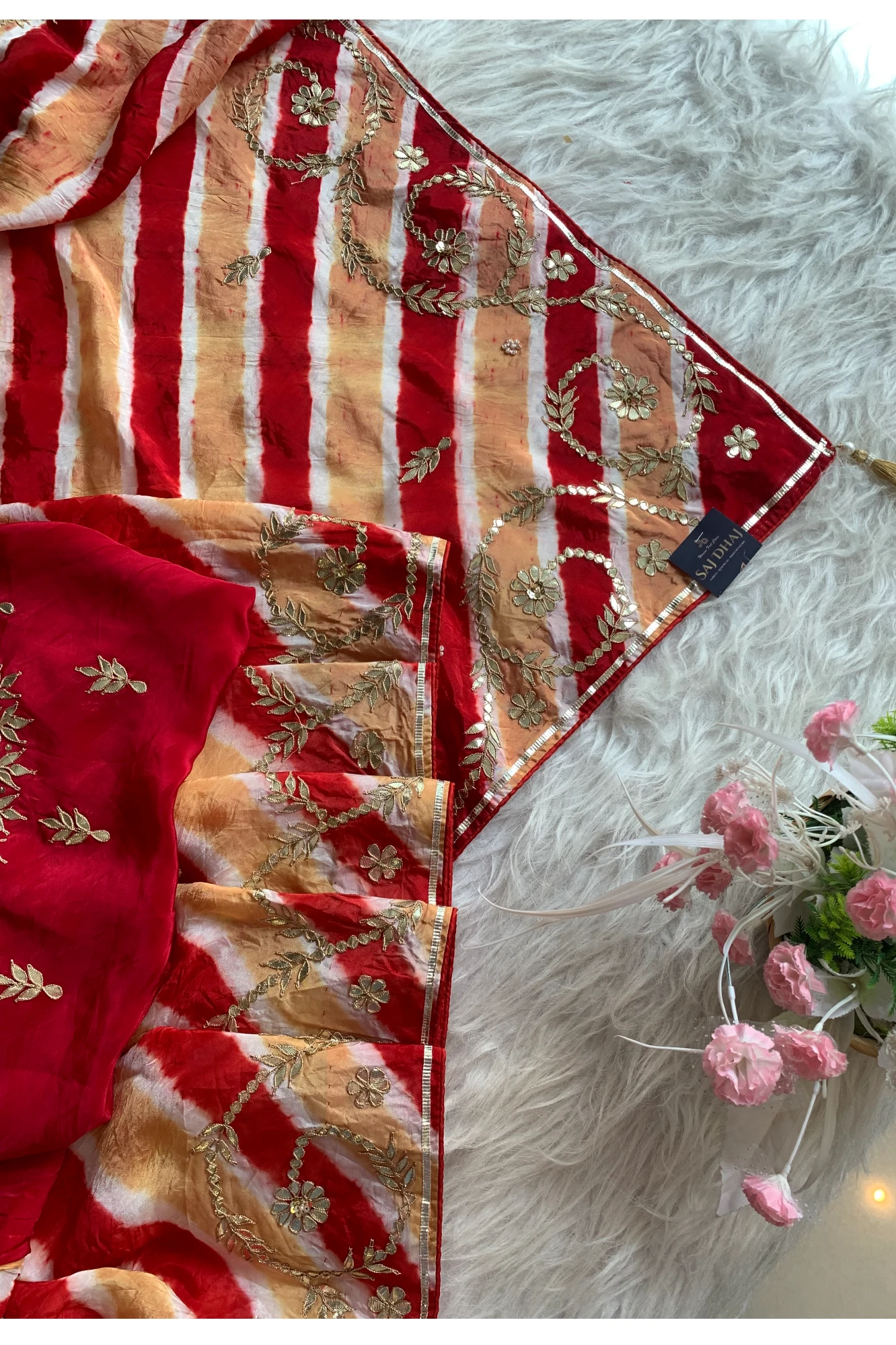 Red Leheriya Russian Silk Saree 5825 01