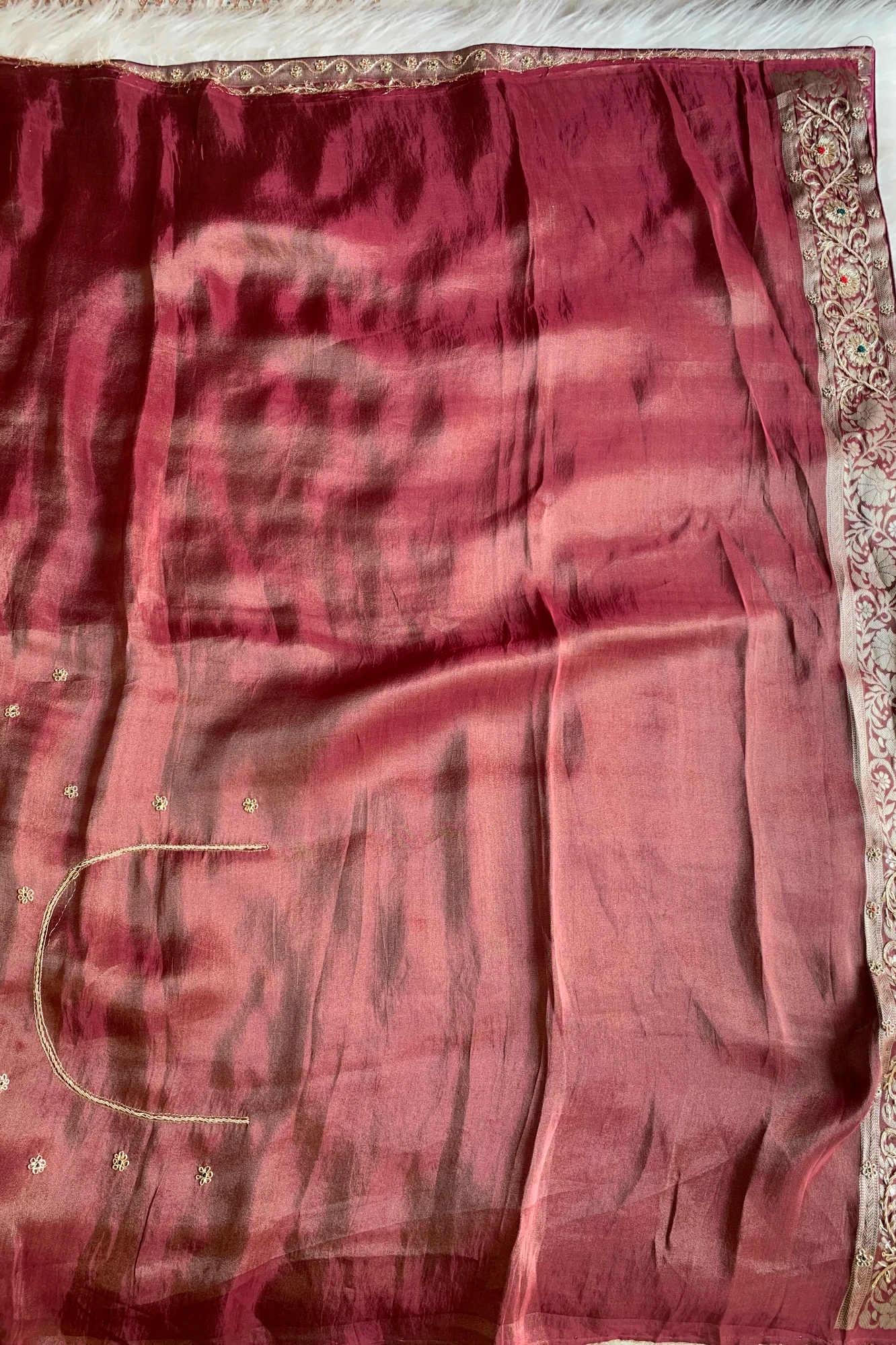 Ivory & Maroon Banarasi Saree 5751 15