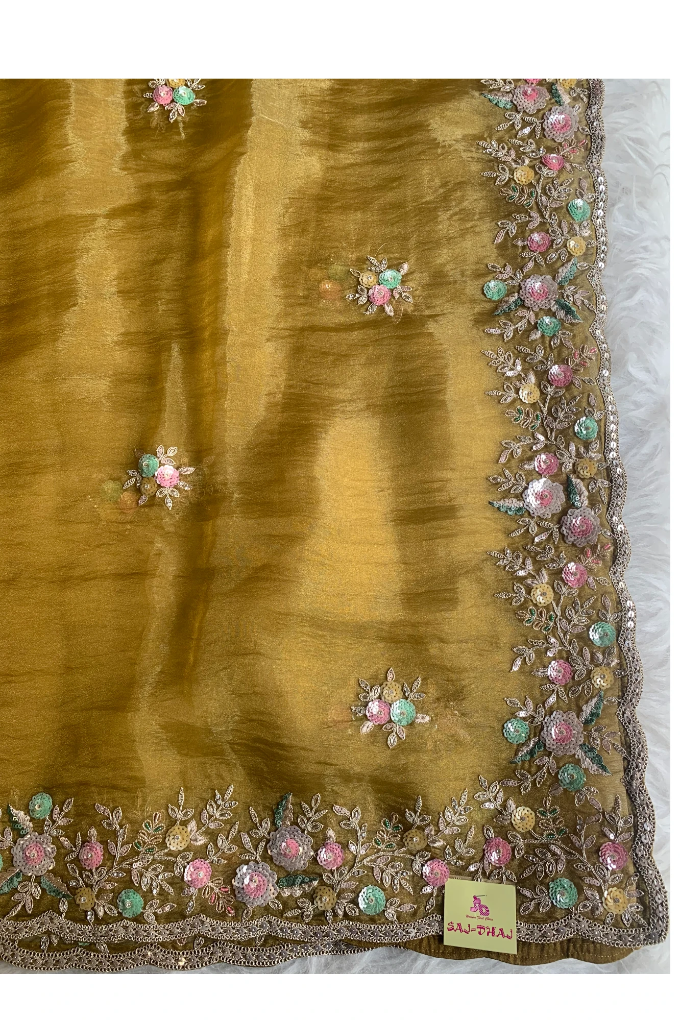 Mustard Yellow Tissue Organza Saree 5777 01