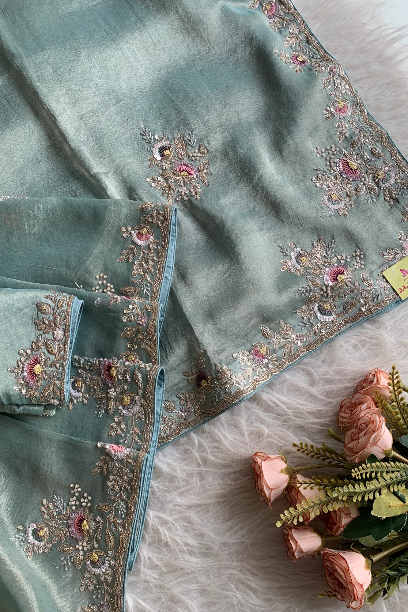 Mint Green Tissue Saree 5360 10