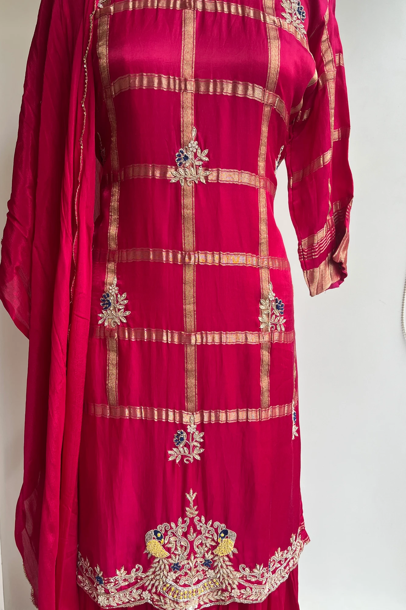 Rani Pink Kurti with Zardosi & French Knot – Sharara & Dupatta Set 5379 01 (42)