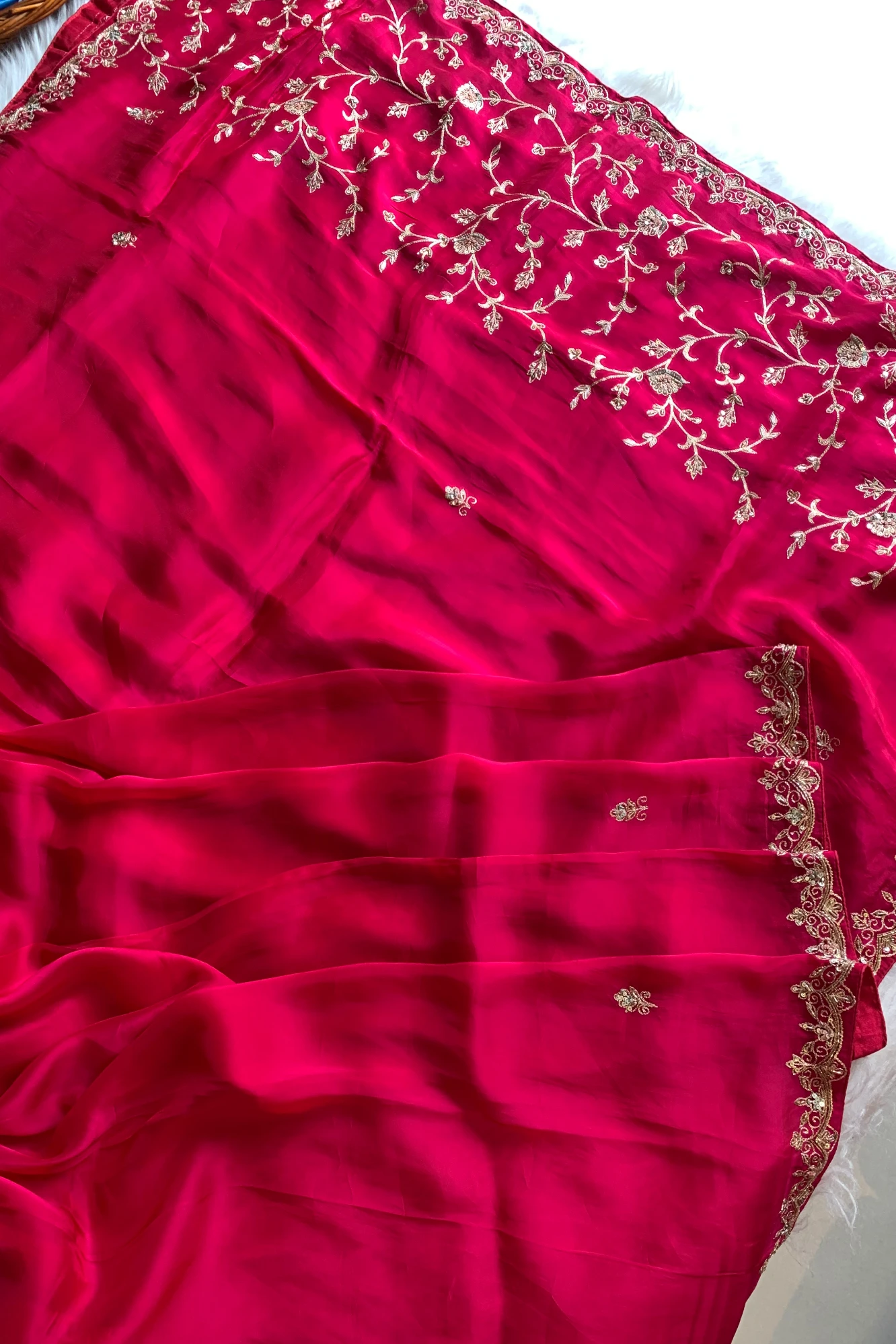 Rani Pink Habutai Silk Saree 5750 03