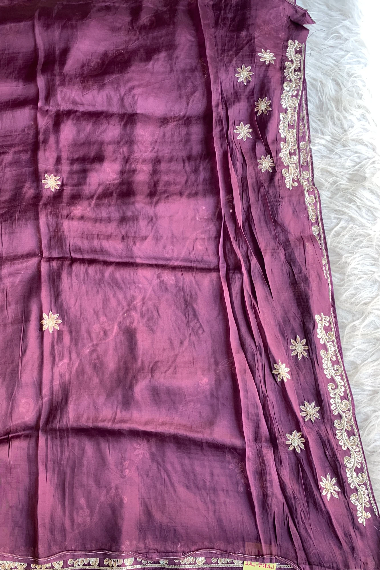 Purple Habutai Silk Saree 4609 06