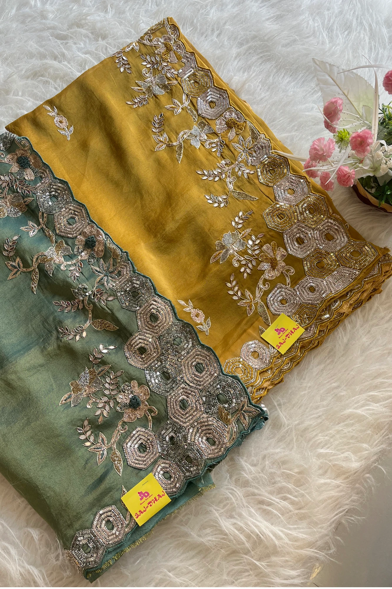 Blue Tissue Designer Saree 5760 01