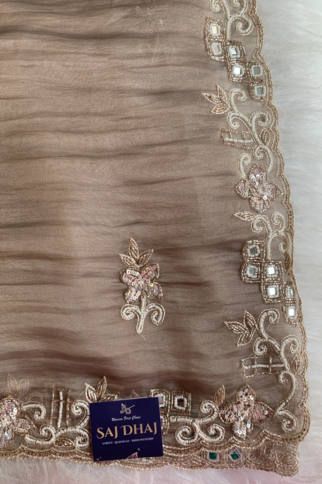 Beige Crush Saree 5850 07