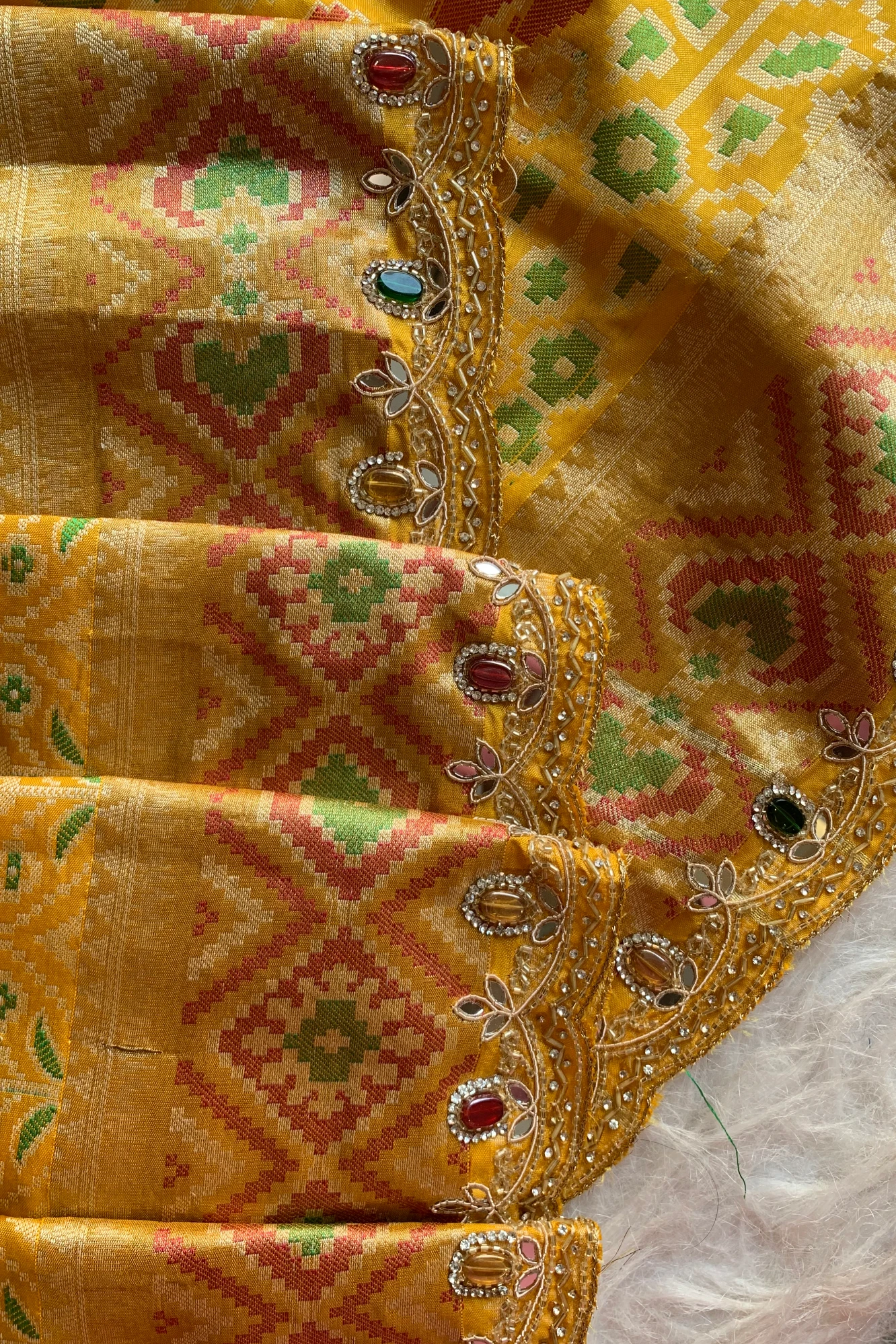 Yellow Patola Jewel Work Banarasi Saree 5862 02