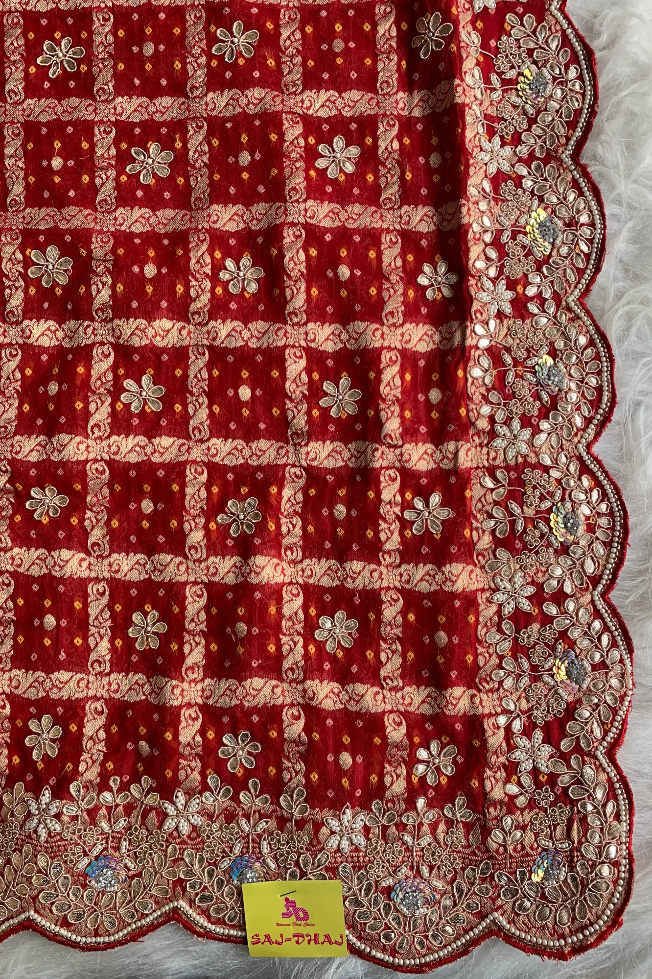 Red Gharchola Gota Patti Saree 5700 16