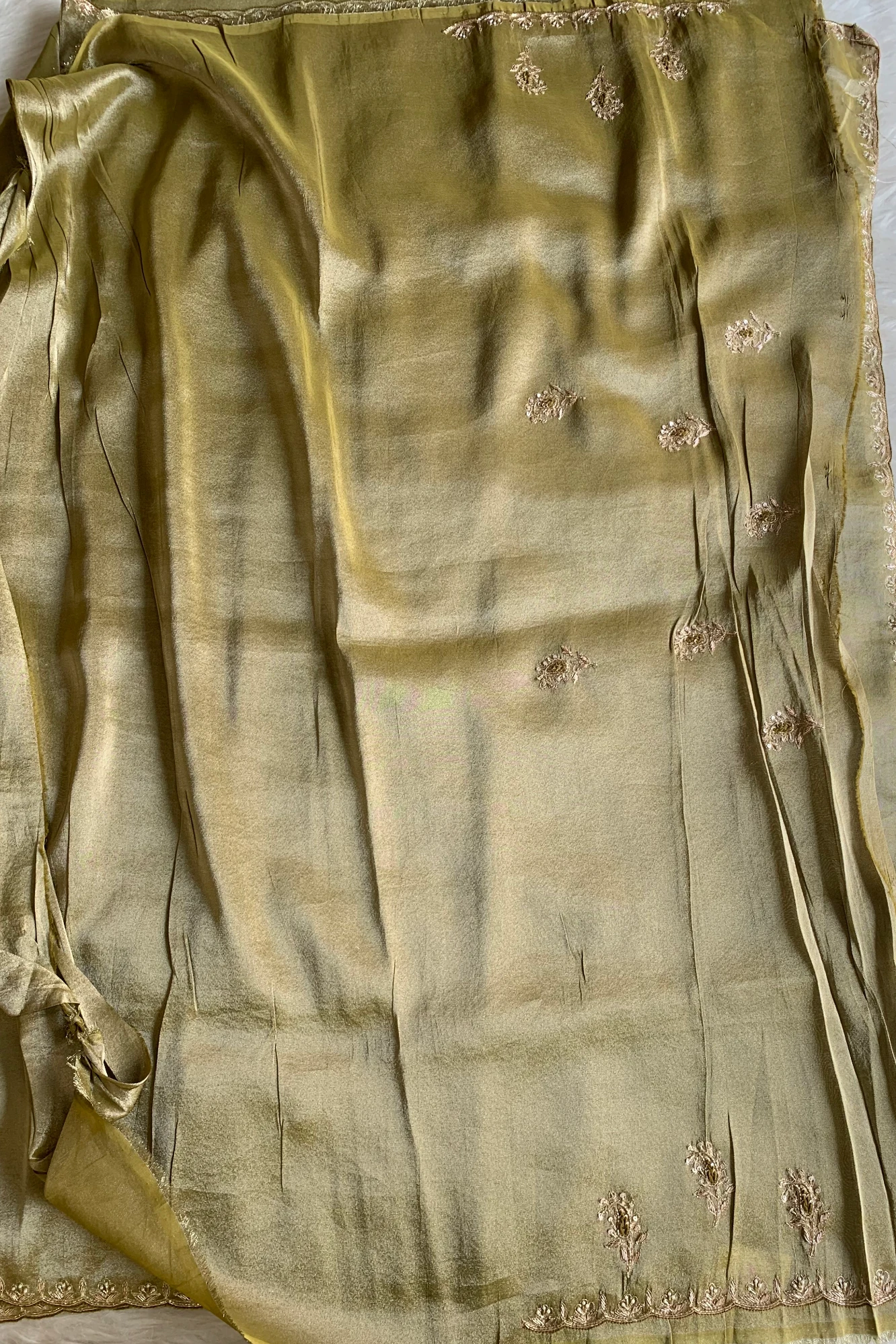 Cream Tissue Organza Saree 5640 05