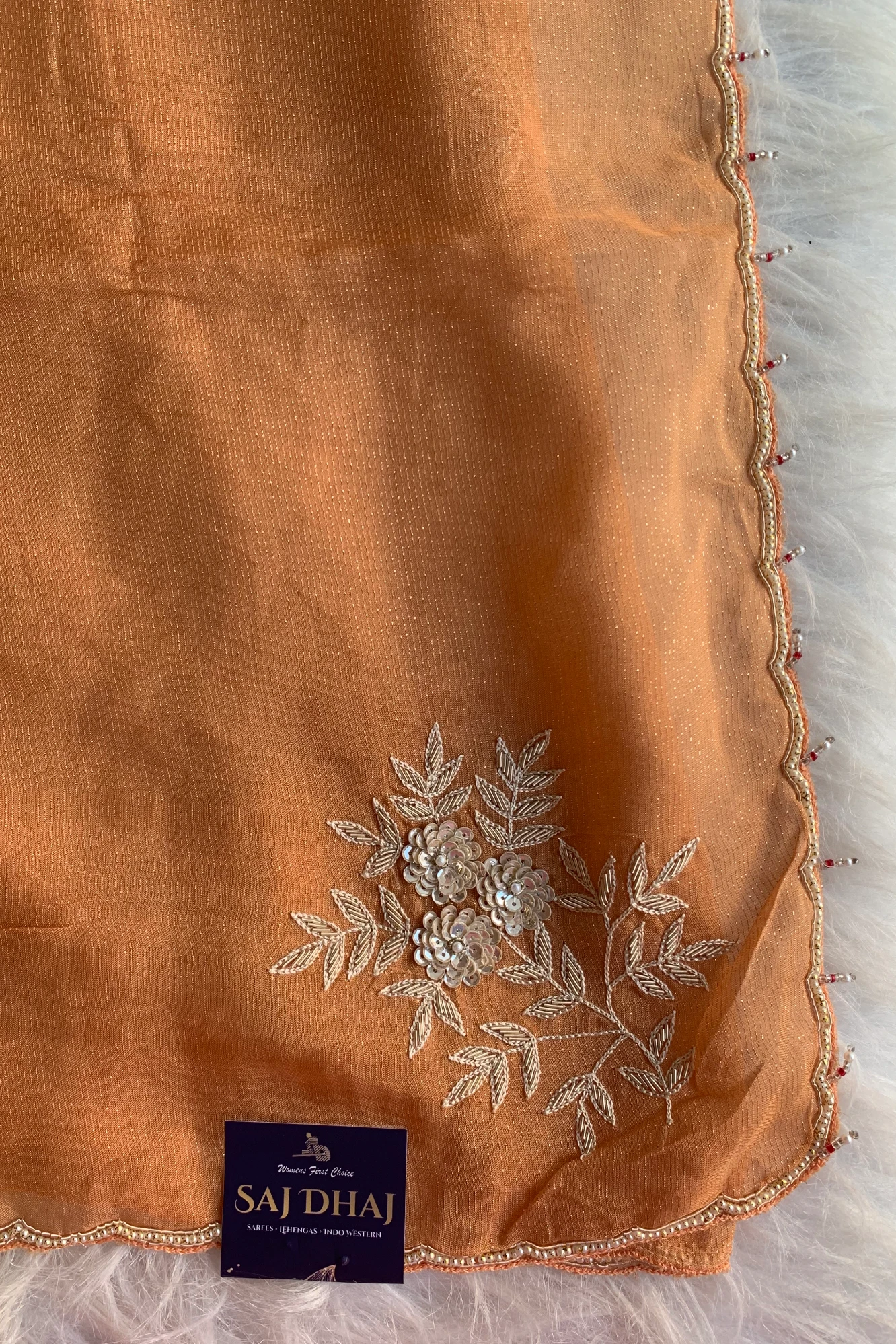 Orange Soft Organza Saree 5848 04