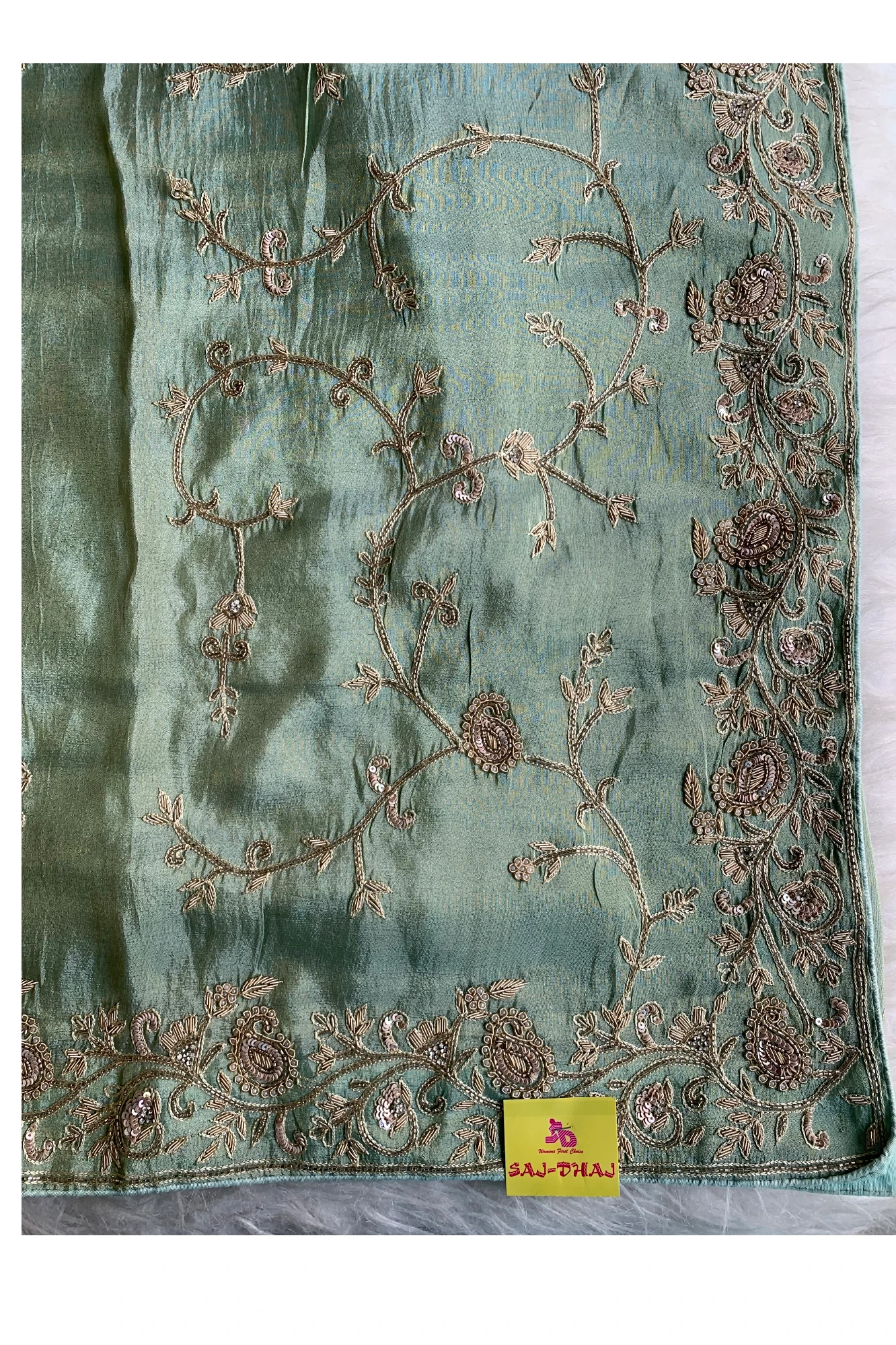 Pista Green Tissue Saree 5520 06